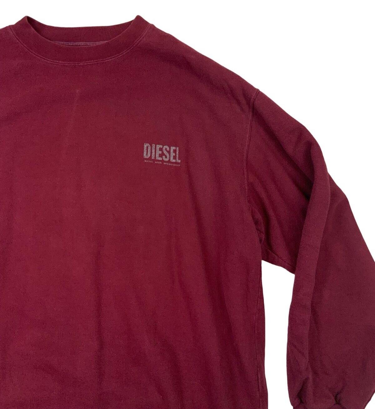 VTG Y2K DIESEL BURGUNDY CREW NECK LOGO SWEATSHIRT SIZE L
