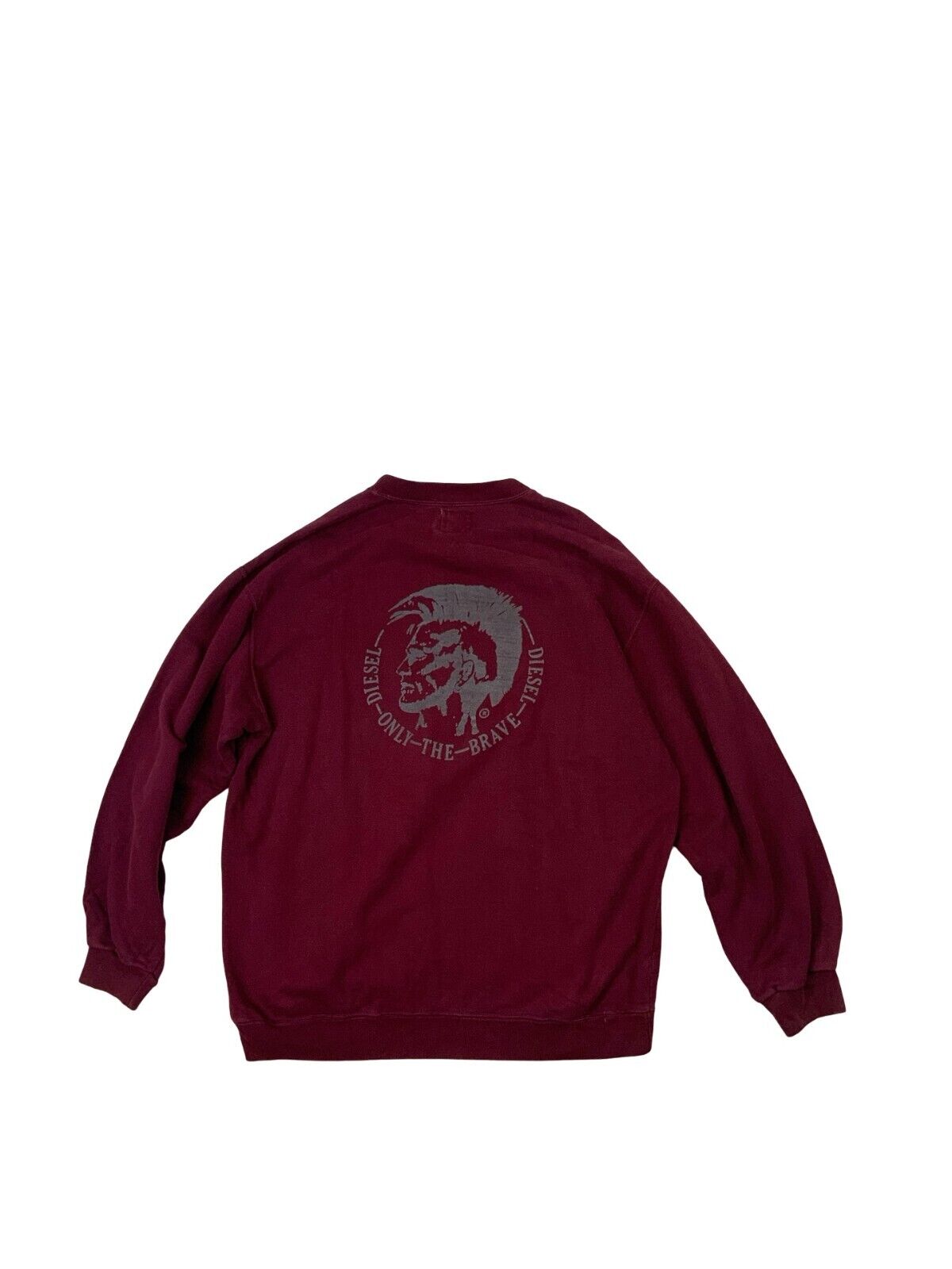 VTG Y2K DIESEL BURGUNDY CREW NECK LOGO SWEATSHIRT SIZE L