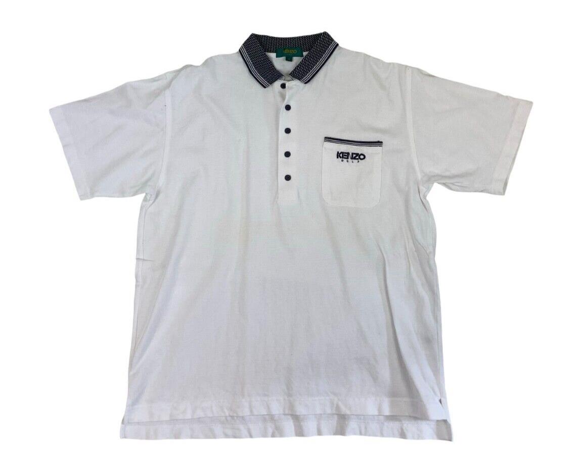 KENZO GOLF WHITE CHETS POCKET POLO SHIRT SIZE L