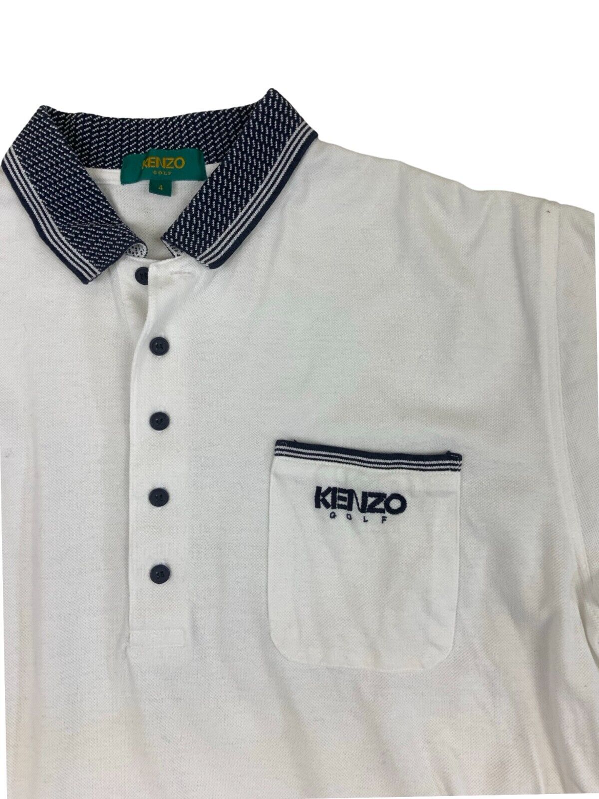 KENZO GOLF WHITE CHETS POCKET POLO SHIRT SIZE L