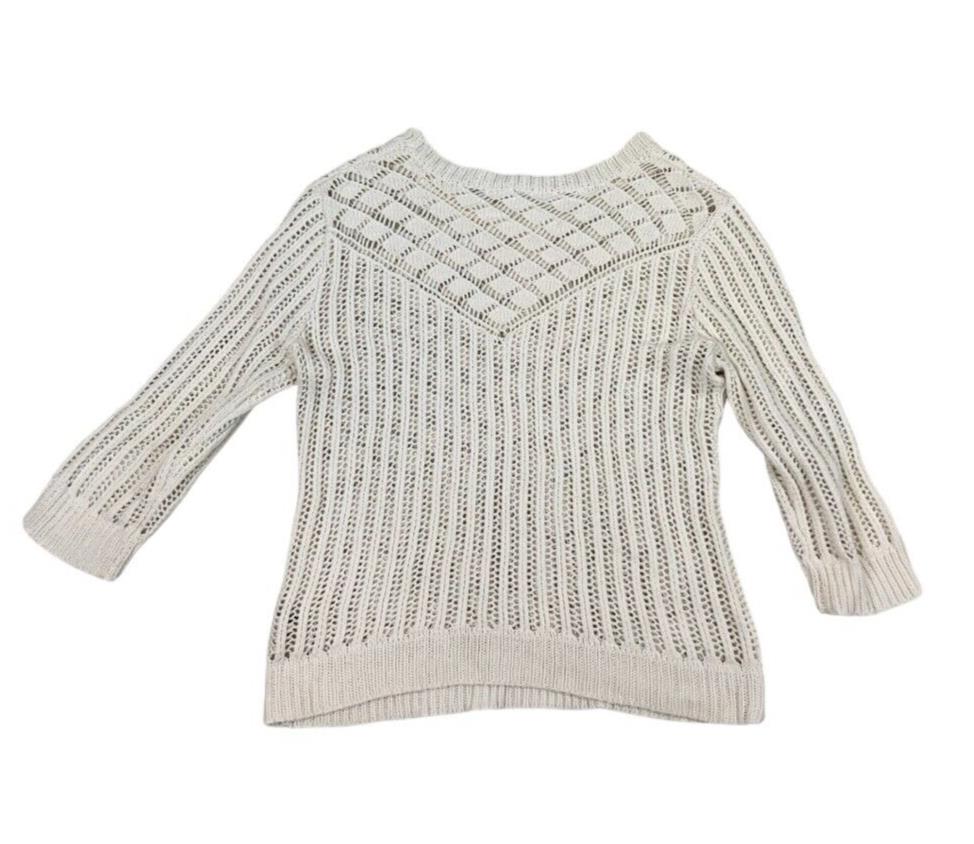 VTG Y2K DIESEL LOOSE KNIT CROCHET WHITE JUMPER SIZE M