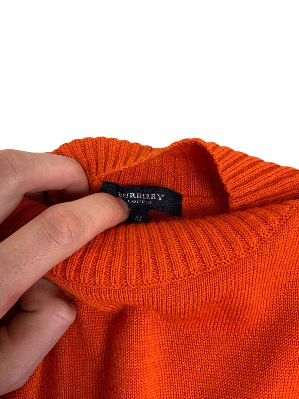 BURBERRY BRIGHT ORANGE KNITTED HIGH NECK TOP SIZE S