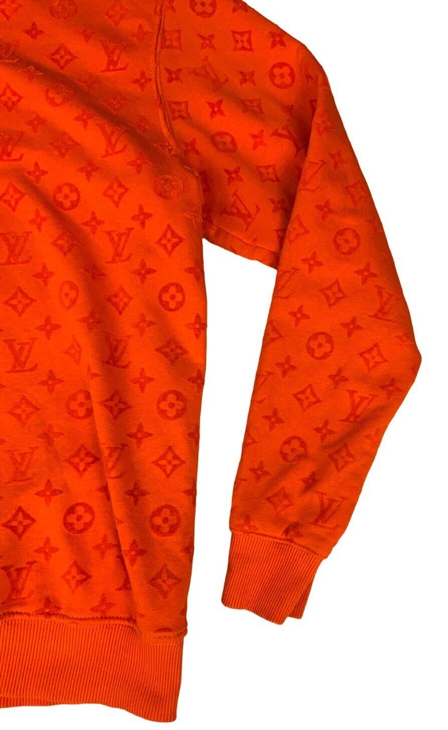 LOUIS VUITTON FULL MONOGRAM JACQUARD ORANGE LOGO CREW NECK SWEATSHIRT SIZE XL