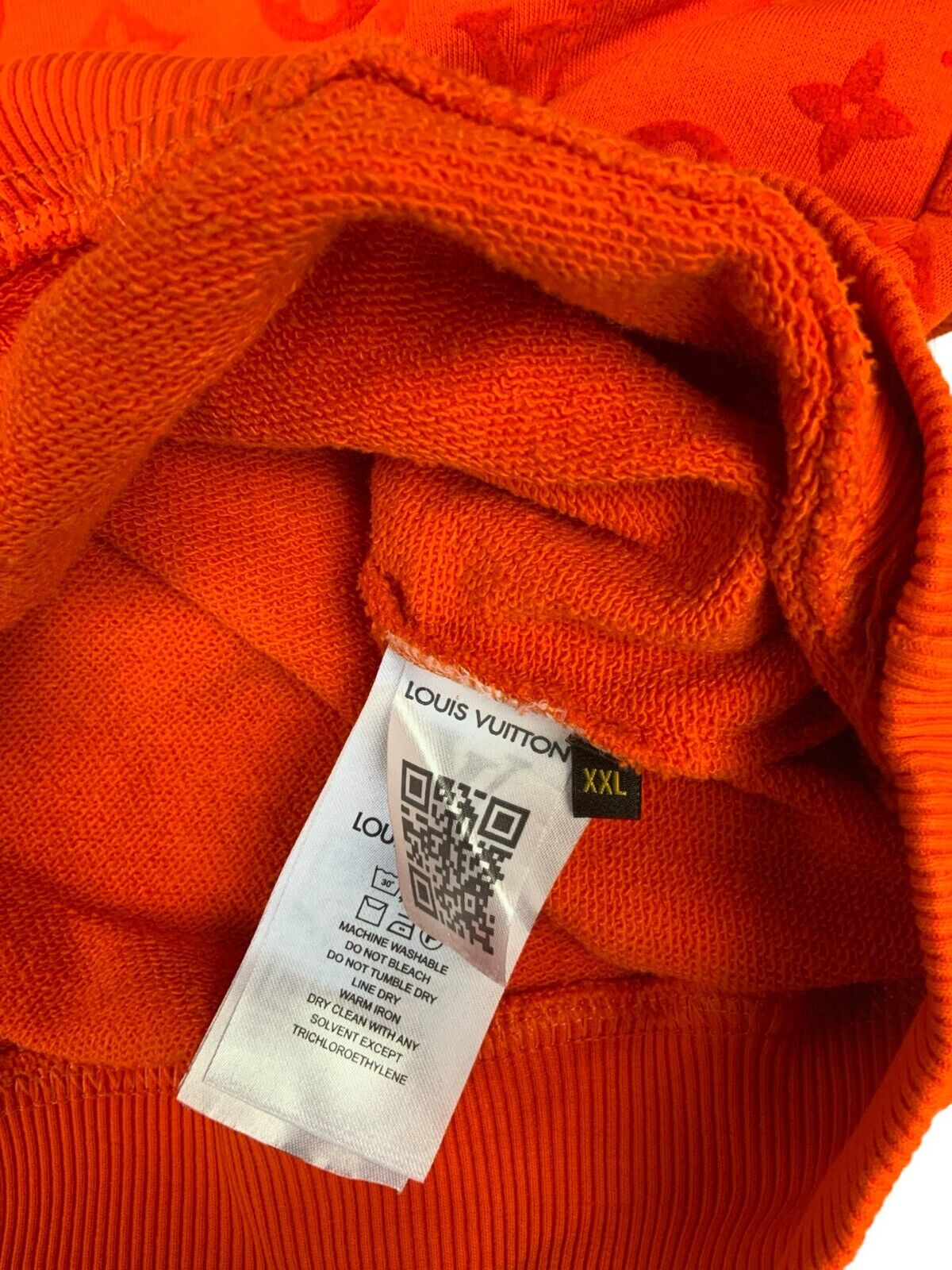 LOUIS VUITTON FULL MONOGRAM JACQUARD ORANGE LOGO CREW NECK SWEATSHIRT SIZE XL