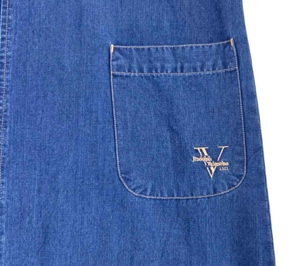 VTG 90s VALENTINO BLUE DENIM PINAFORE DUNGAREE POCKETS DRESS SIZE S