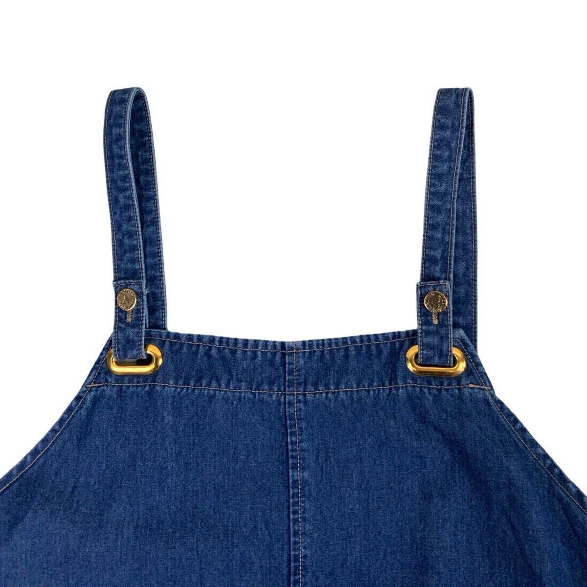 VTG 90s VALENTINO BLUE DENIM PINAFORE DUNGAREE POCKETS DRESS SIZE S