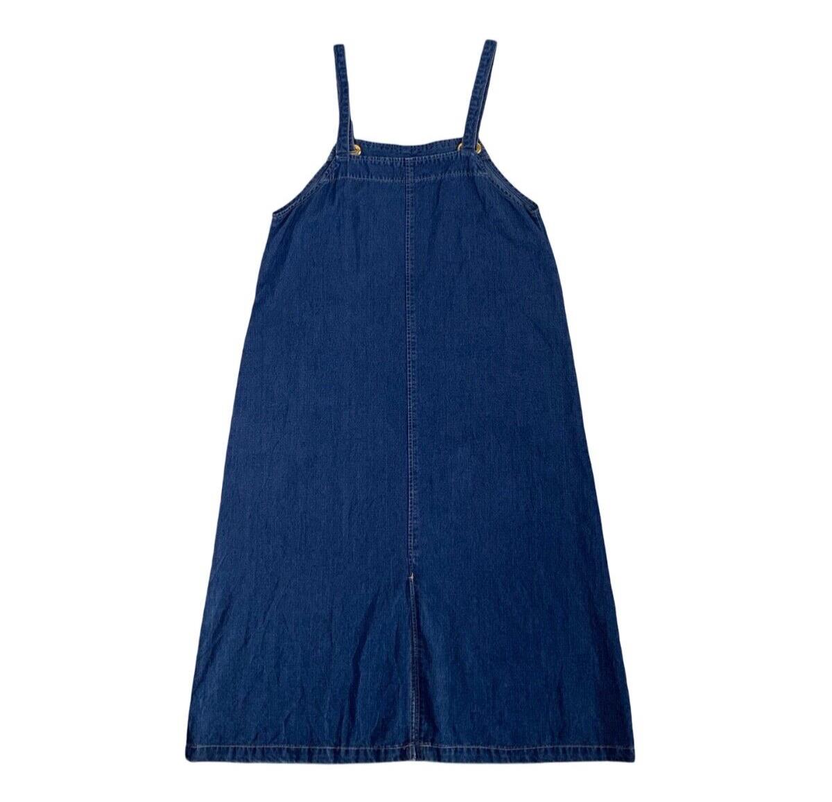 VTG 90s VALENTINO BLUE DENIM PINAFORE DUNGAREE POCKETS DRESS SIZE S