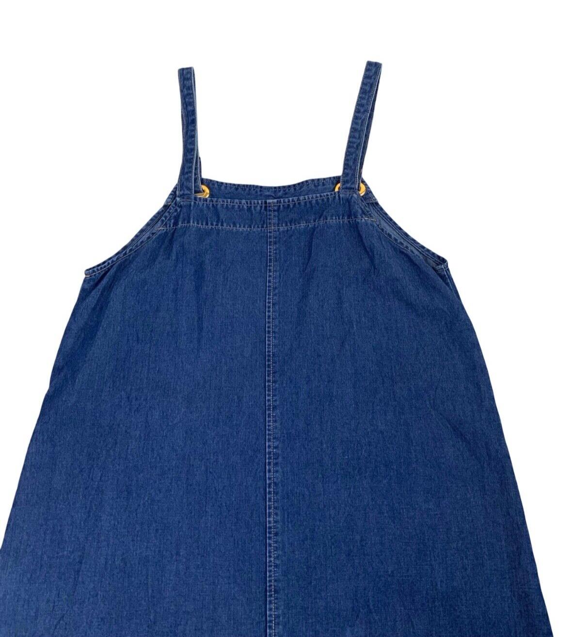 VTG 90s VALENTINO BLUE DENIM PINAFORE DUNGAREE POCKETS DRESS SIZE S