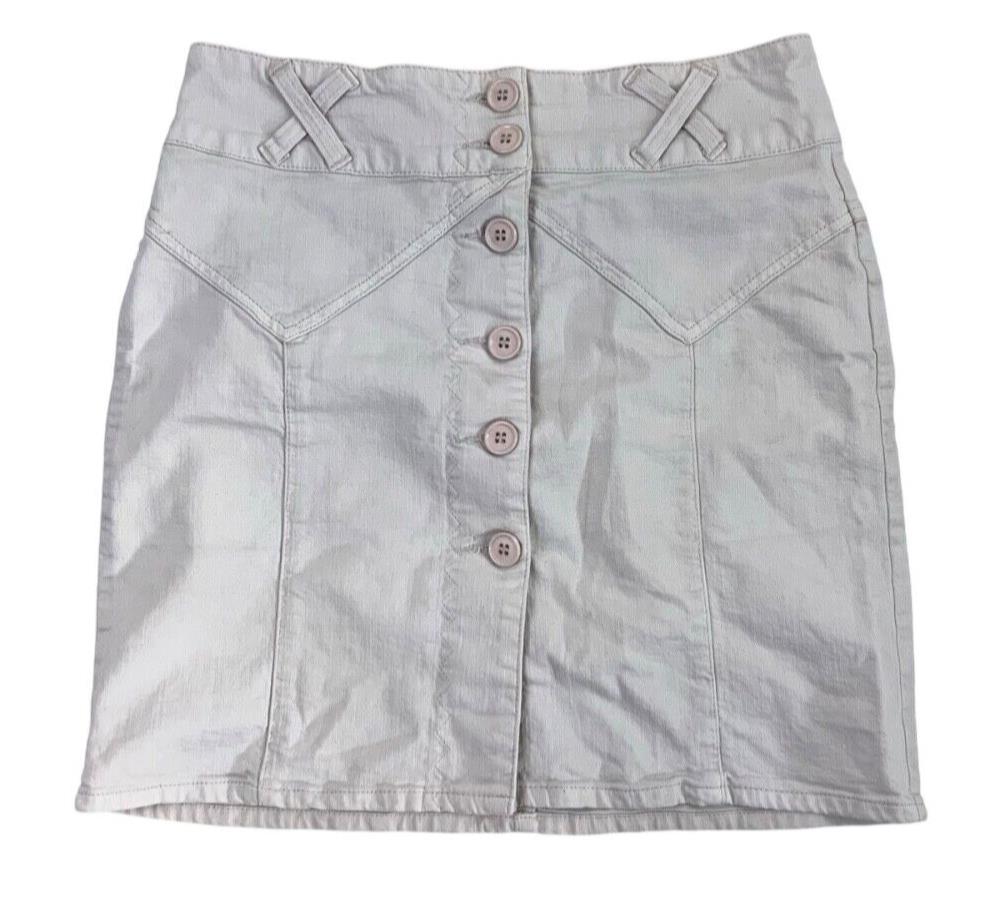 VTG Y2K MORGAN DE TOI CREAM BUTTON UP MINI SKIRT SIZE M