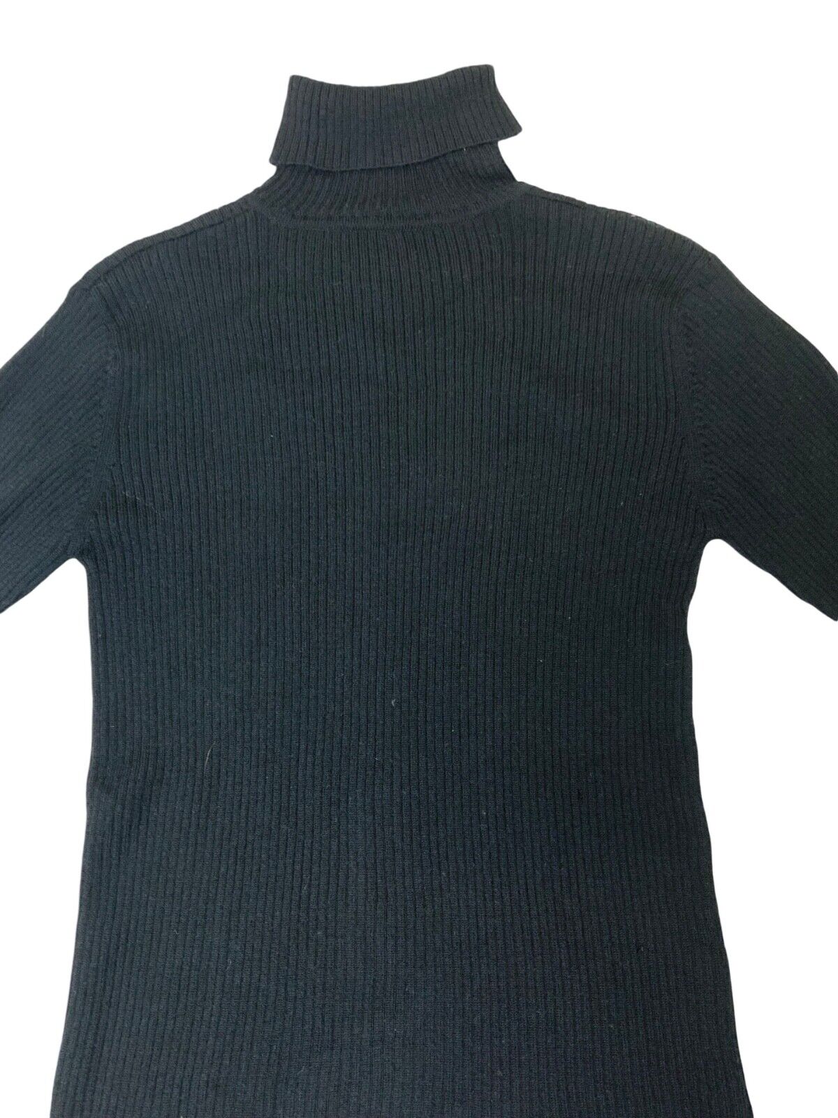 VTG CASHMERE RIBBED BLACK KNITTED ROLL NECK JUMPER SIZE XS/S