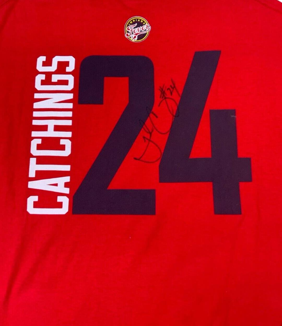 VTG 00s WNBA INDIANA FEVER TAMIKA CATCHINGS EXCLUSIVE RARE SIGNED T SHIRT L