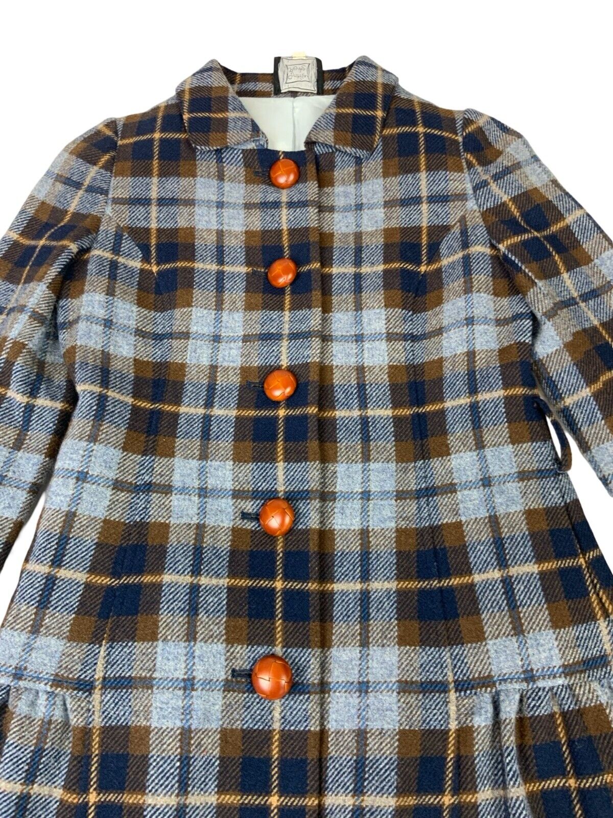 CYNTHIA ROWLEY DESIGNER BLUE MULTICOLOUR PLAID CHECK WINTER COAT S