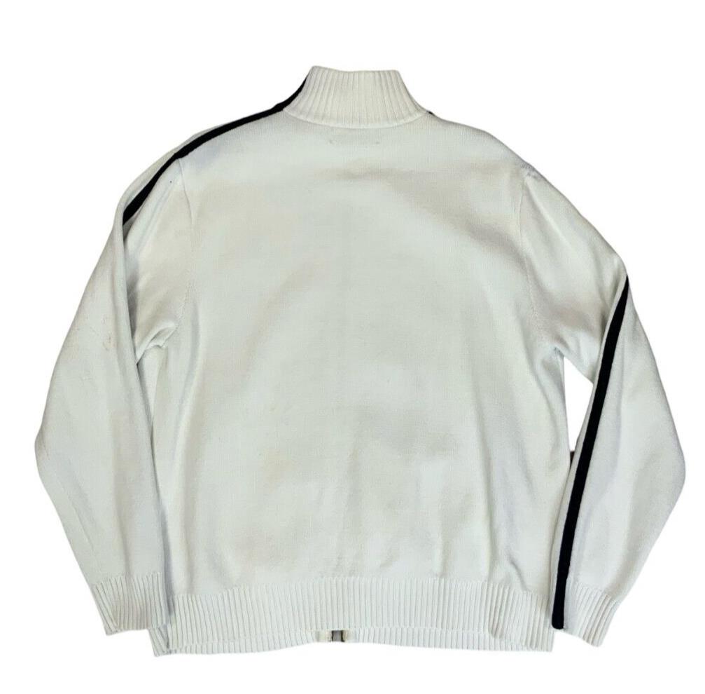 VTG 80s 90s POLO RALPH LAUREN WHITE DOUBLE ZIP UP COTTON KNIT JUMPER SIZE XL