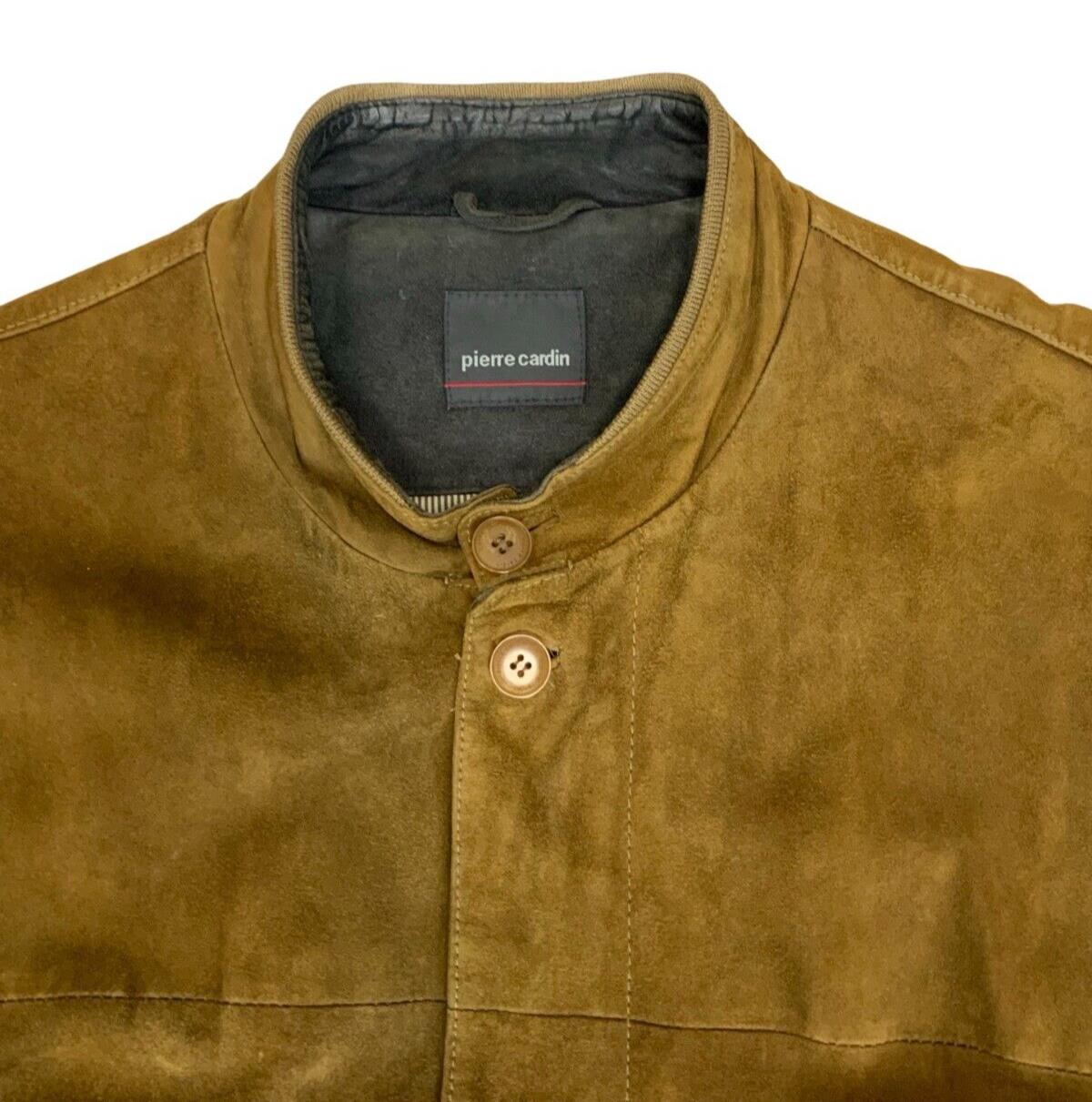 VTG 90s PIERRE CARDIN BROWN SUEDE BUTTON UP BOMBER JACKET SIZE L