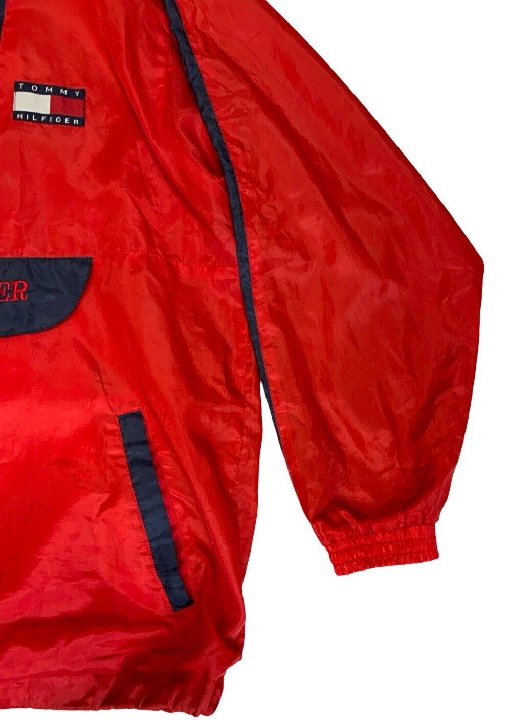 VTG 90s 00s TOMMY HILFIGER RED NAVY BLUE ANORAK WINDBREAKER SIZE L