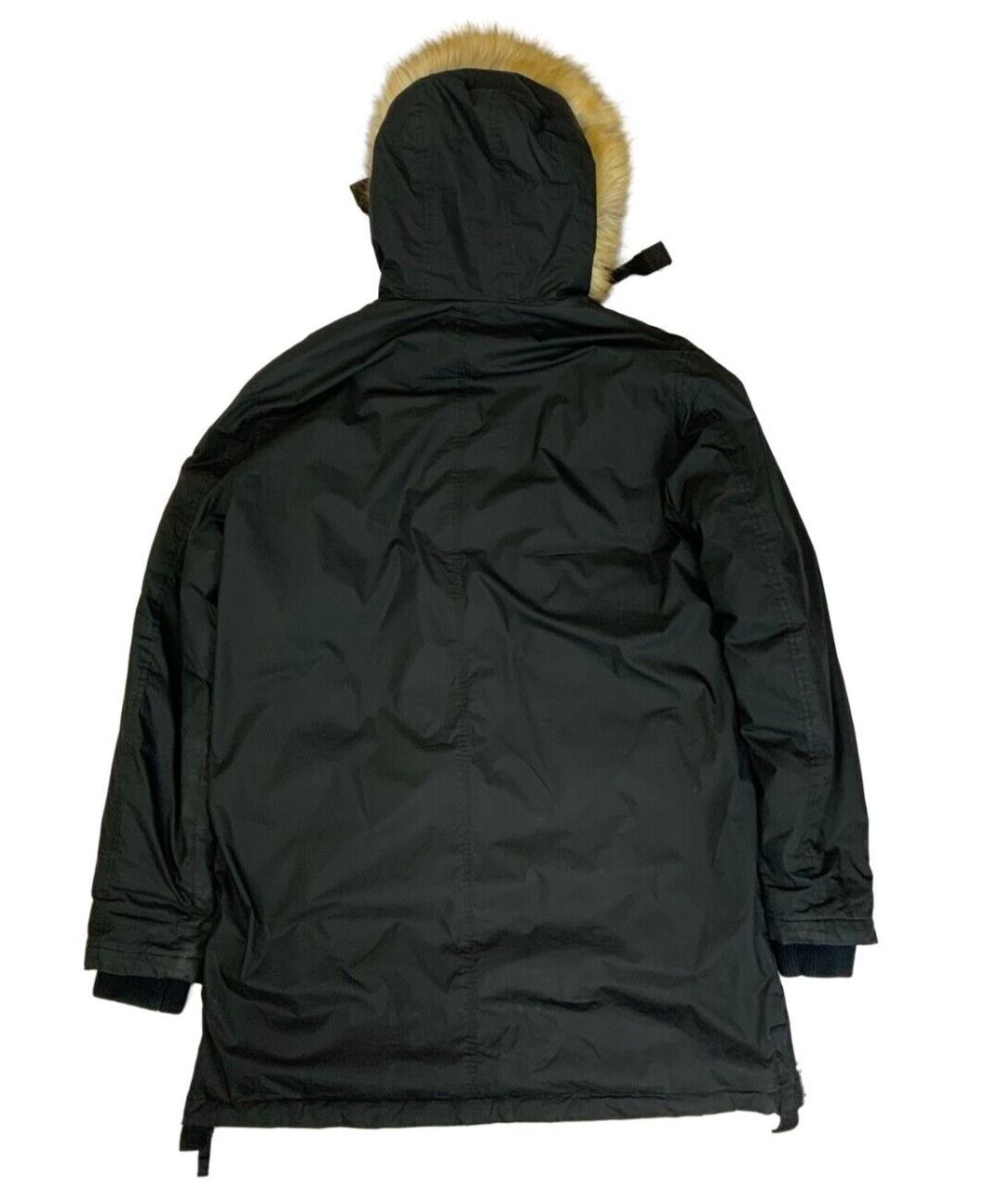 VTG Y2K 00s DIESEL BLACK FAUX FUR HOOD PARKA JACKET SIZE XL