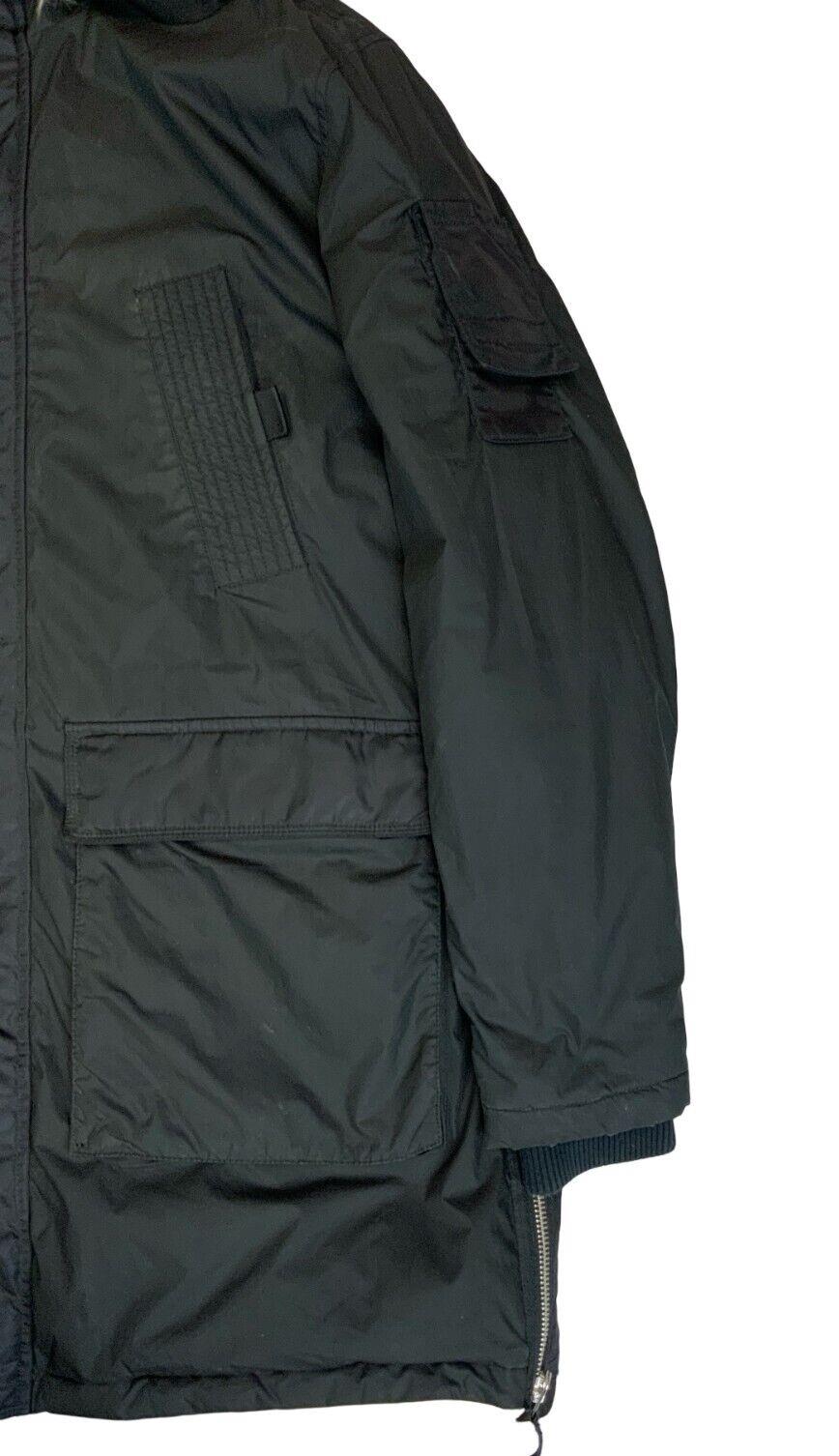 VTG Y2K 00s DIESEL BLACK FAUX FUR HOOD PARKA JACKET SIZE XL