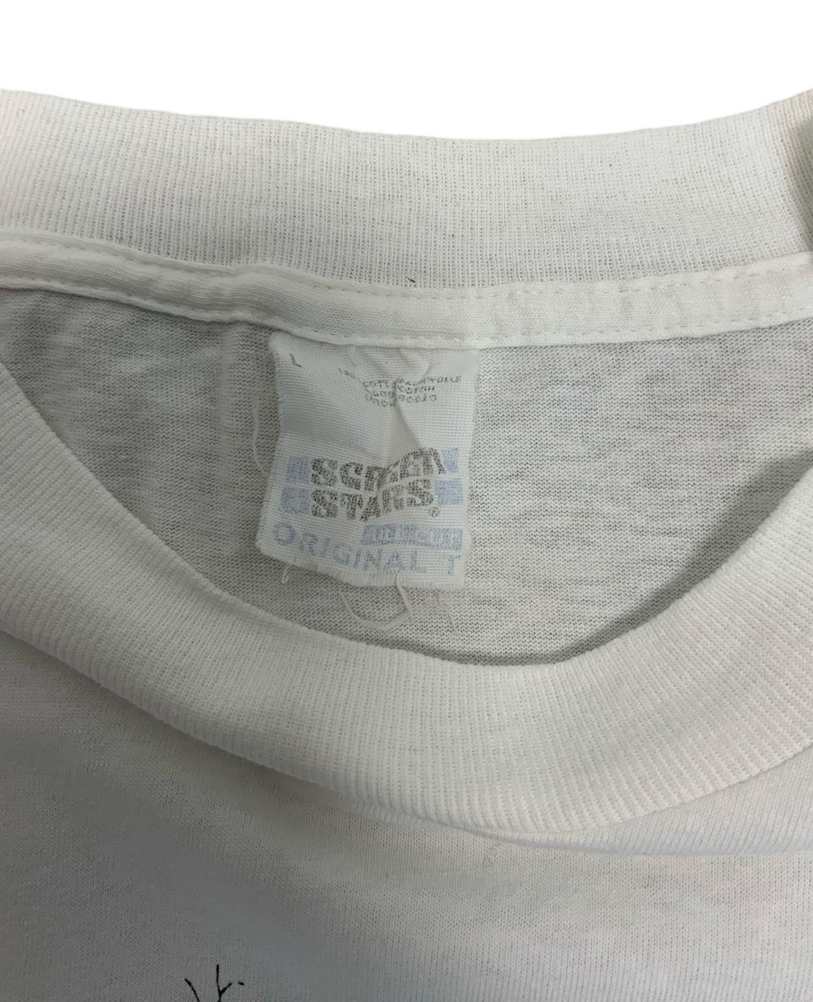VTG 80s 90s WHITE GRAPHIC T SHIRT ESSO RARE TIGER PRINT SIZE L