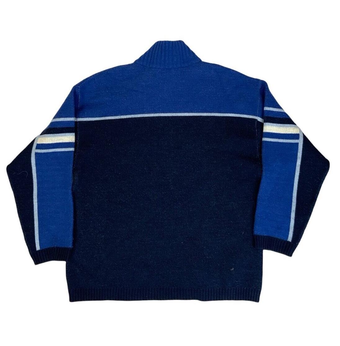 VTG 00s QUICKSILVER BLUE BLACK PULLOVER KNITTED JUMPER SIZE XL