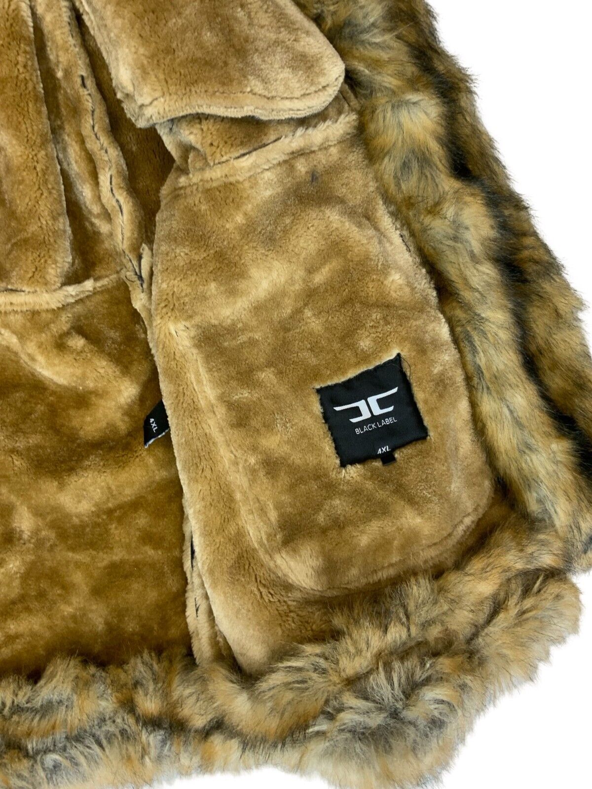 NWT JORDAN CRAIG NAVY BLUE FAUX FUR VEGAN LEATHER HOODED DUFFLE COAT 4XL