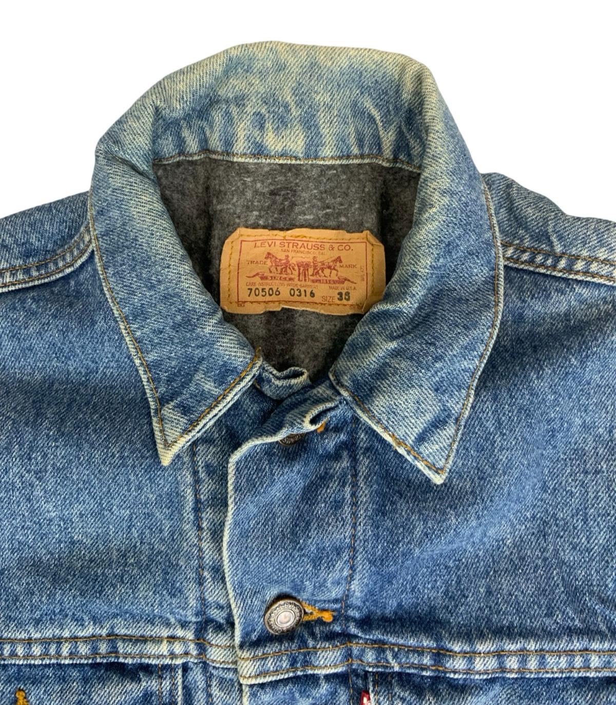 VTG 80s USA BLANKET LINED LEVIS 70506 TYPE 3 TRUCKER DENIM JACKET BIKER XS 34