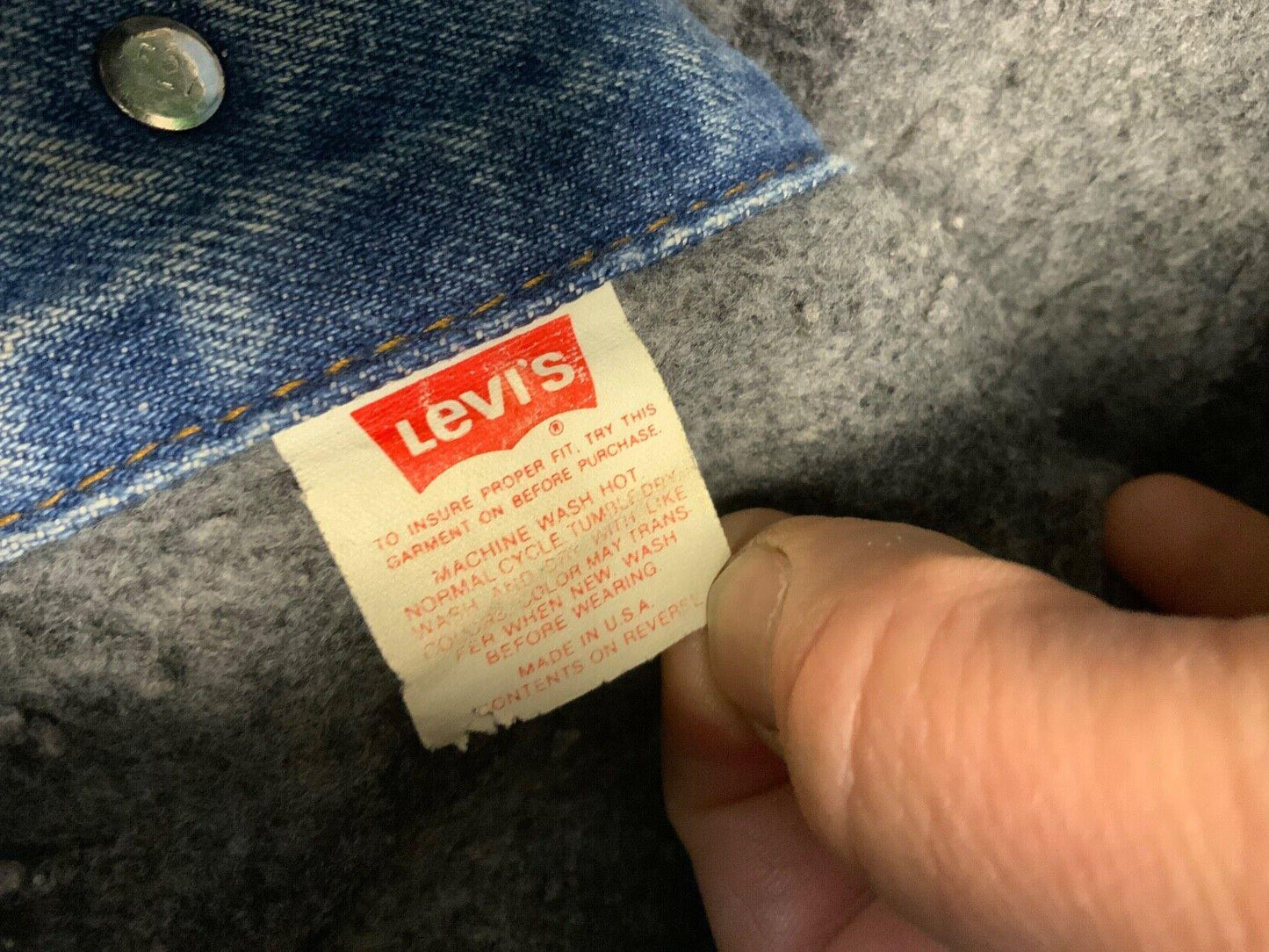 VTG 80s USA BLANKET LINED LEVIS 70506 TYPE 3 TRUCKER DENIM JACKET BIKER XS 34