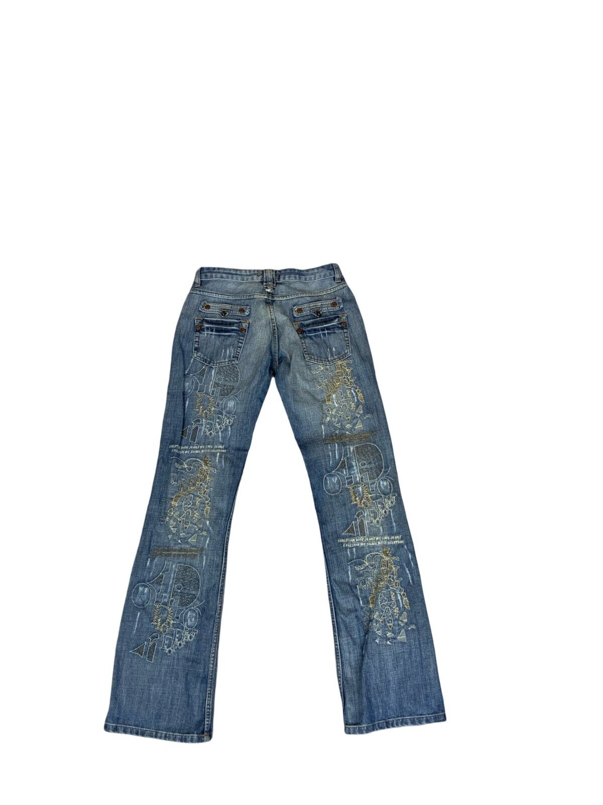 VTG 90s Y2K CHRISTIAN DIOR EMBROIDERED LIGHT BLUE BOOTCUT JEANS SIZE 30X33
