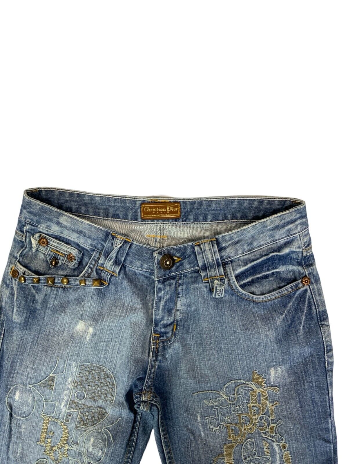 VTG 90s Y2K CHRISTIAN DIOR EMBROIDERED LIGHT BLUE BOOTCUT JEANS SIZE 30X33