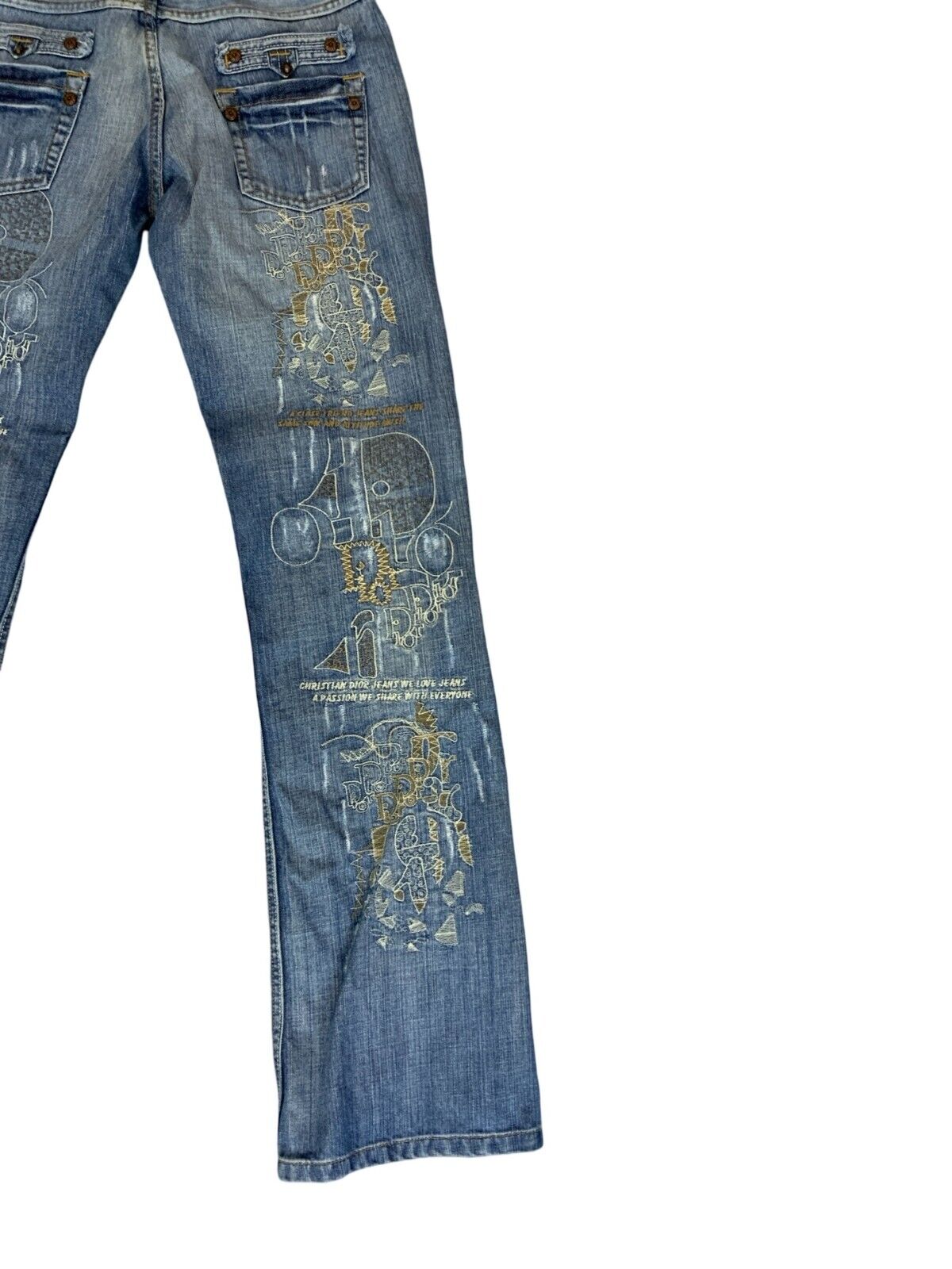 VTG 90s Y2K CHRISTIAN DIOR EMBROIDERED LIGHT BLUE BOOTCUT JEANS SIZE 30X33