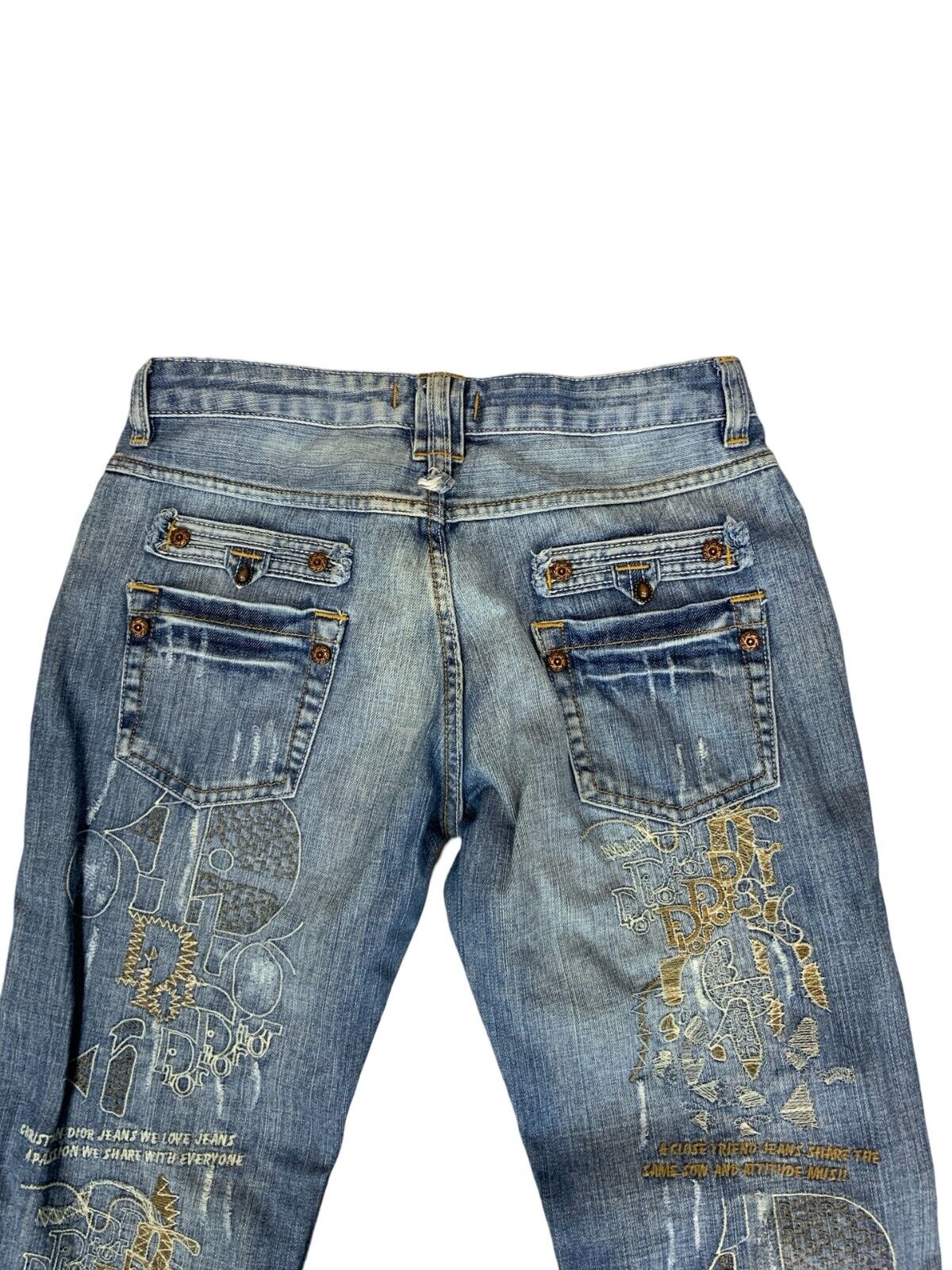 VTG 90s Y2K CHRISTIAN DIOR EMBROIDERED LIGHT BLUE BOOTCUT JEANS SIZE 30X33