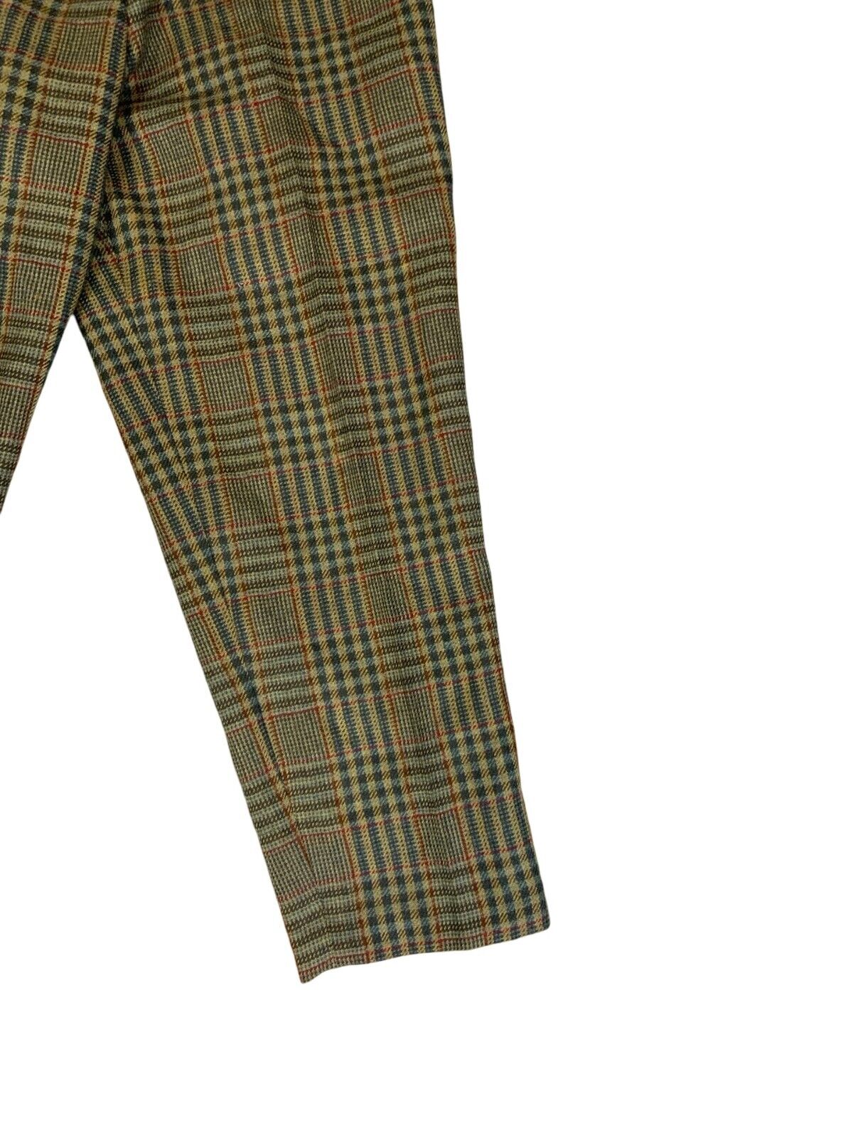 VTG 80s 90s DIOR HIGH WAISTED GREEN CHECK PLAID WIDE TAPERED TROUSERS XS