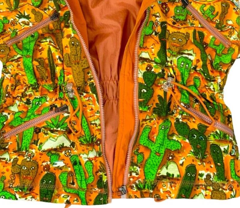 VTG 1995 RARE JAMES RIZZI CRESSON MULTICOLOUR CACTUS PADDED SKI JACKET UK 14 16