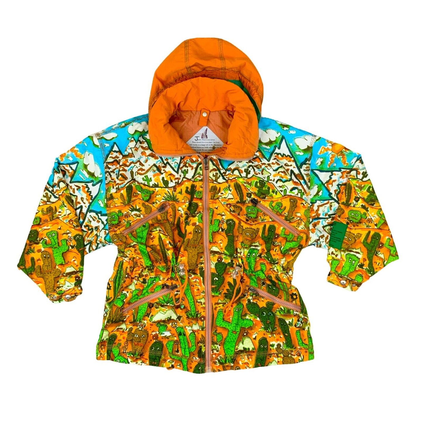 VTG 1995 RARE JAMES RIZZI CRESSON MULTICOLOUR CACTUS PADDED SKI JACKET UK 14 16