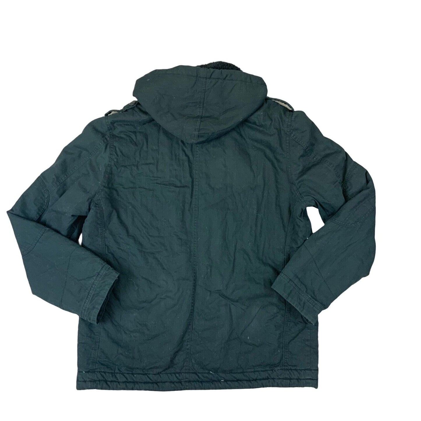 VTG MENS BLACK ALPHA INDUSTRIES FLEECE LINED COTTON PARKA COAT MILITARY XL 46”