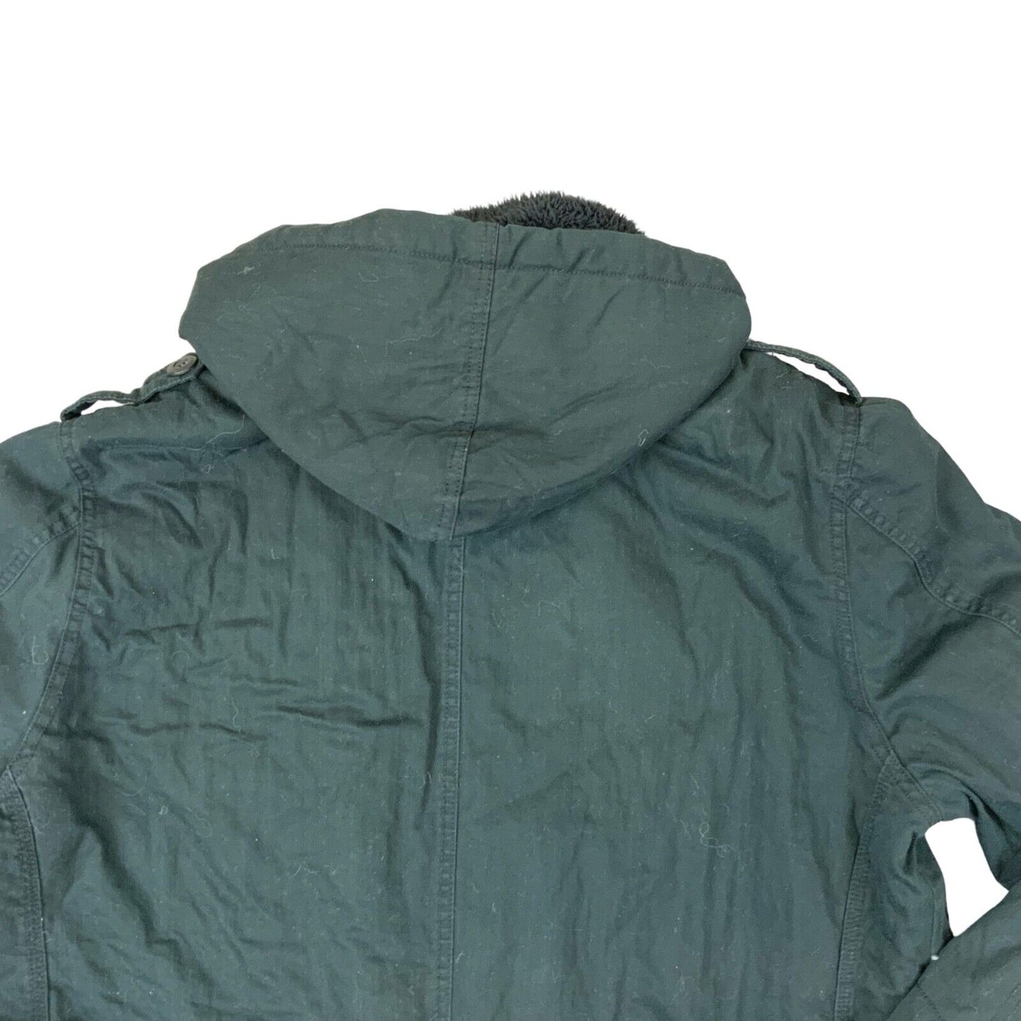VTG MENS BLACK ALPHA INDUSTRIES FLEECE LINED COTTON PARKA COAT MILITARY XL 46”