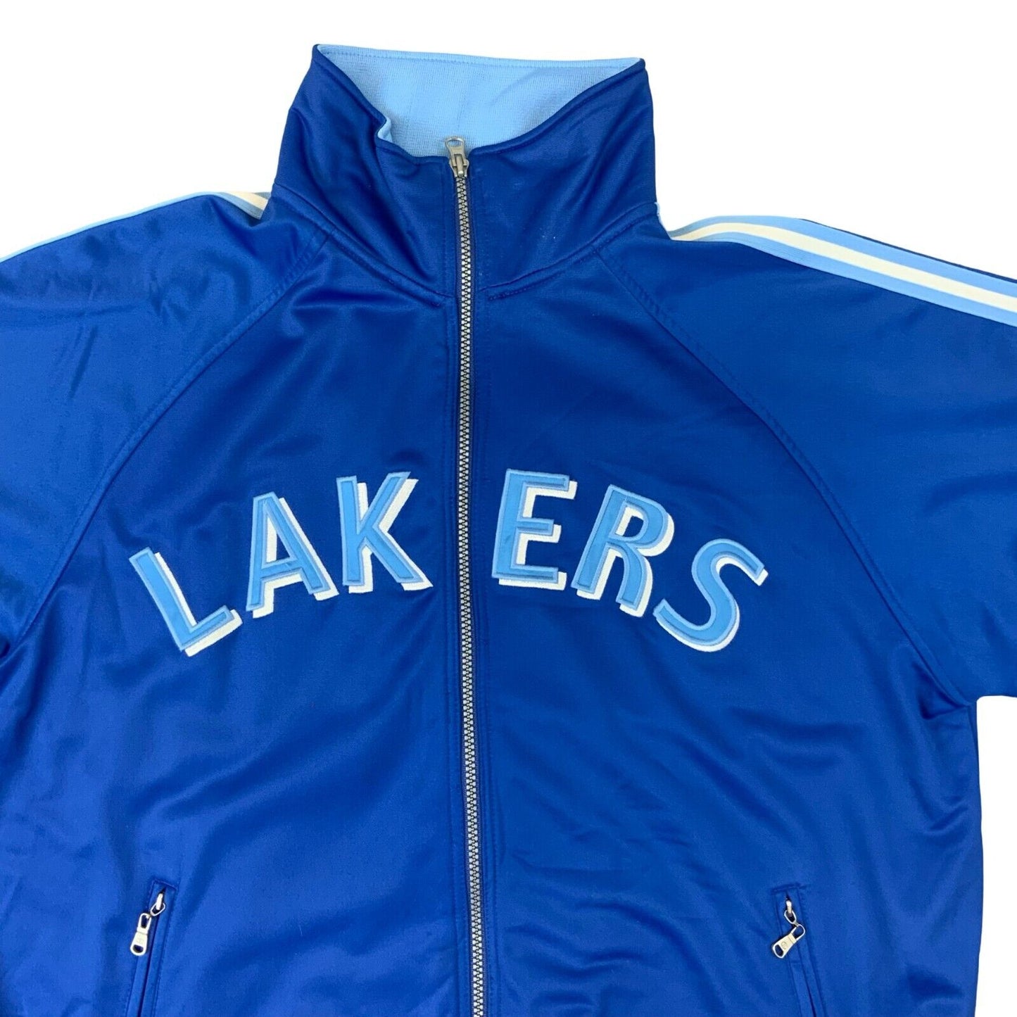 VTG 00s CHAMPION HARDWOOD CLASSICS LA LAKERS BLUE ZIP UP TRACK TOP XL