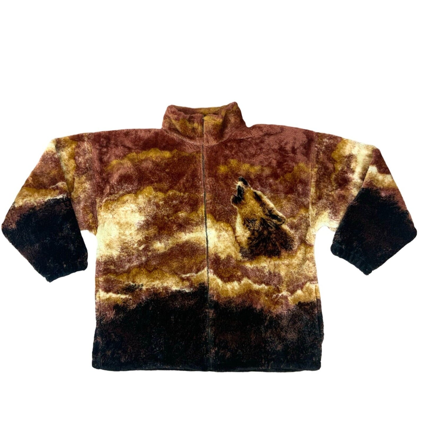 VTG 80s 90s BEAR RIDGE OUTFITTERS BROWN GRAPHIC BEAR FLEECE JACKET XXL