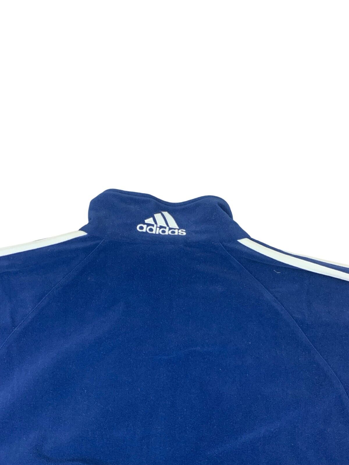 VTG 90s ADIDAS ORIGINALS NAVY BLUE RED ZIP UP FLEECE TRACK JACKET SIZE M