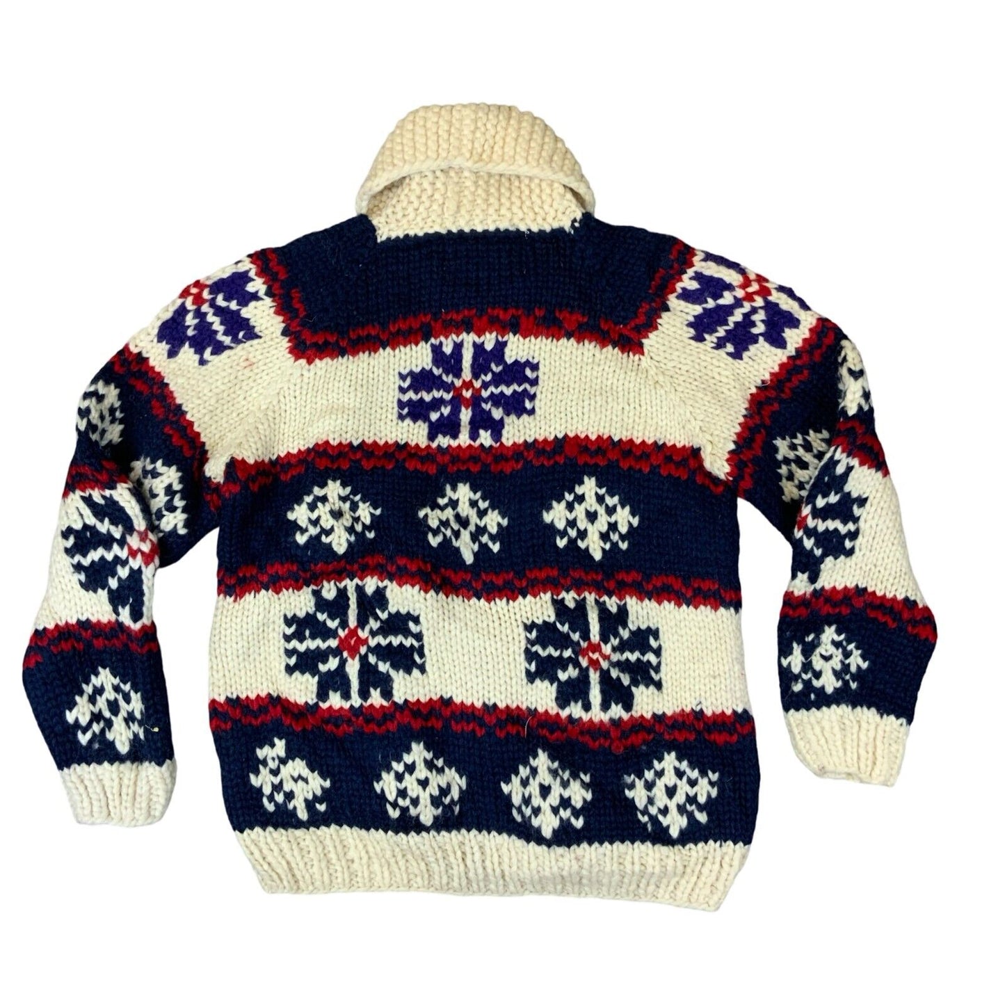 VTG COWICHAN INDIAN HAND KNIT CARDIGAN NATIVE CANADIAN SALISH ROCKABILLY M 40