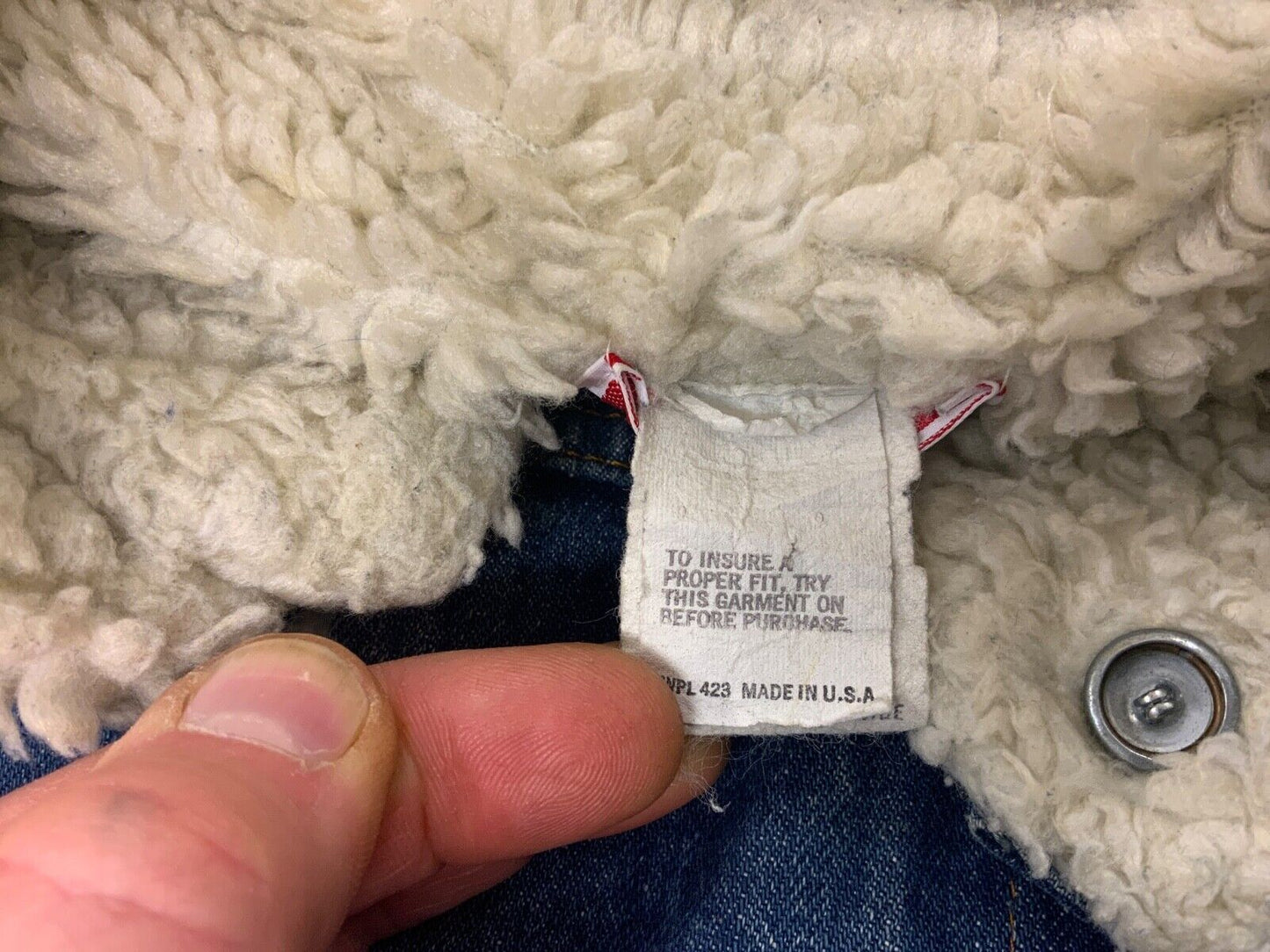 VTG 80s USA LEVIS ORANGE TAB SHERPA LINED DENIM CHORE BARN JACKET WESTERN L 42