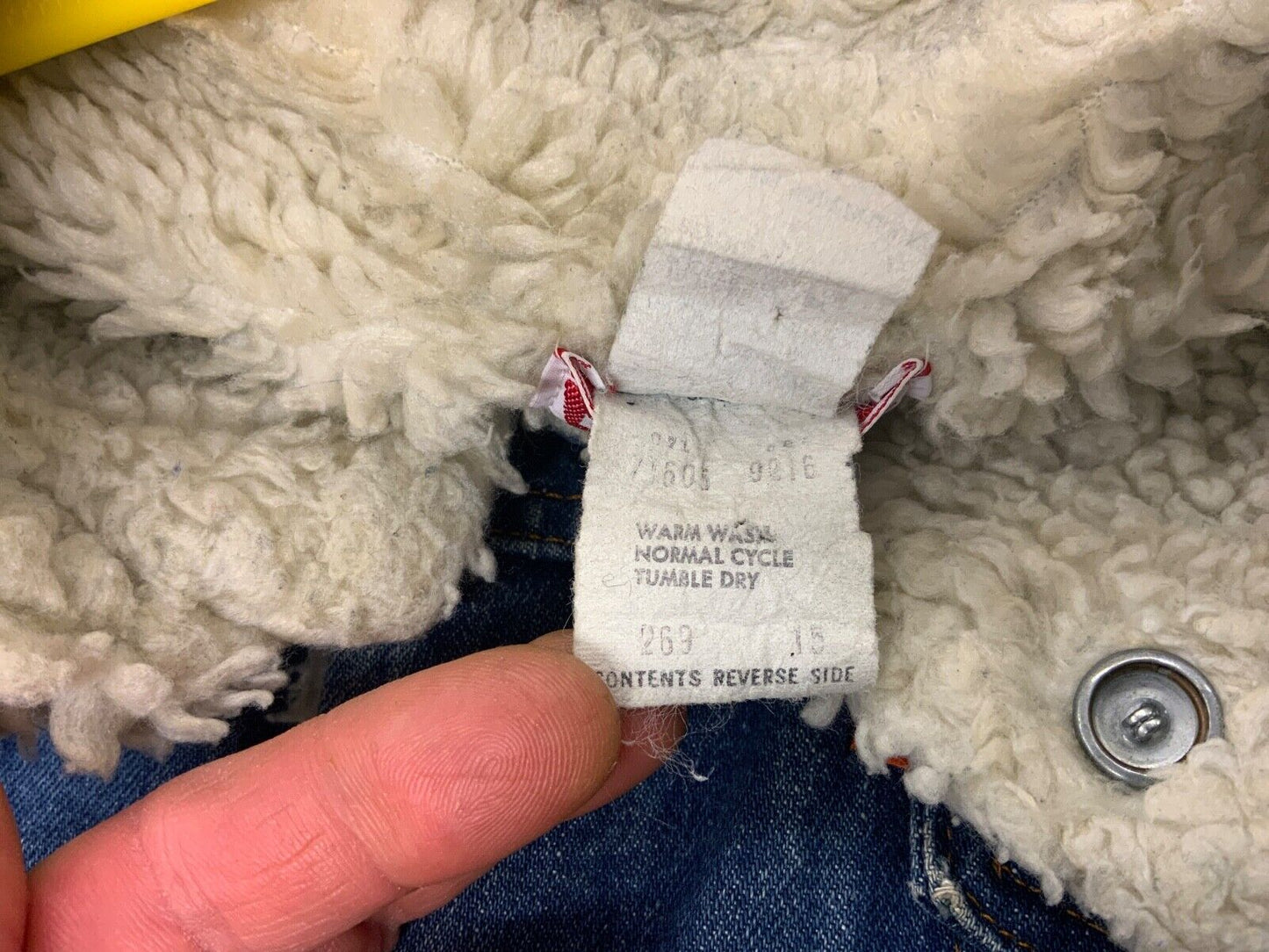VTG 80s USA LEVIS ORANGE TAB SHERPA LINED DENIM CHORE BARN JACKET WESTERN L 42
