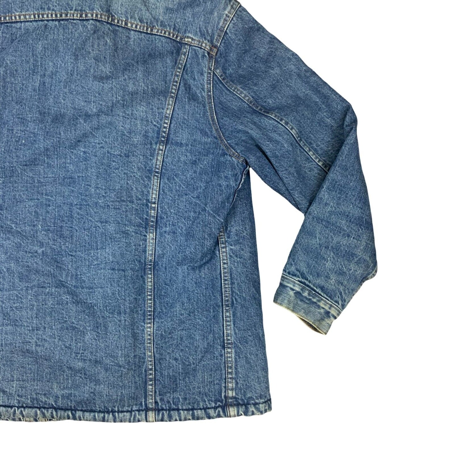 VTG 80s USA LEVIS ORANGE TAB SHERPA LINED DENIM CHORE BARN JACKET WESTERN L 42