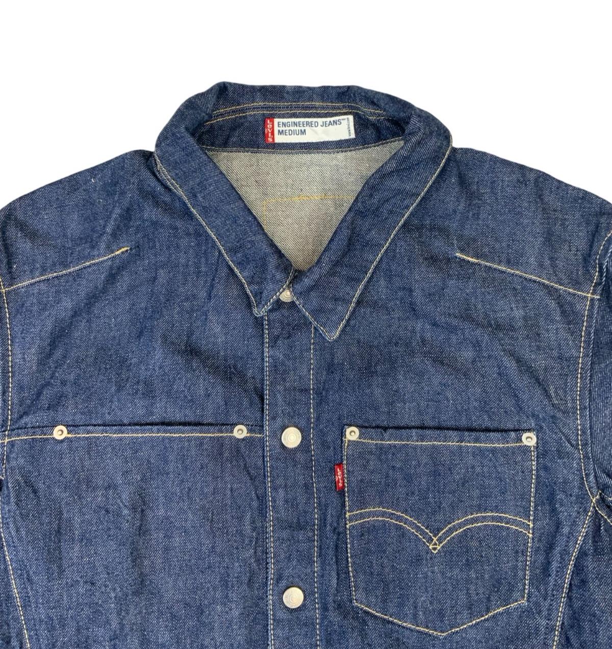 VTG Y2K LEVIS RED TAB ENGINEERED DENIM JACKET DARK INDIGO BLUE S 38”