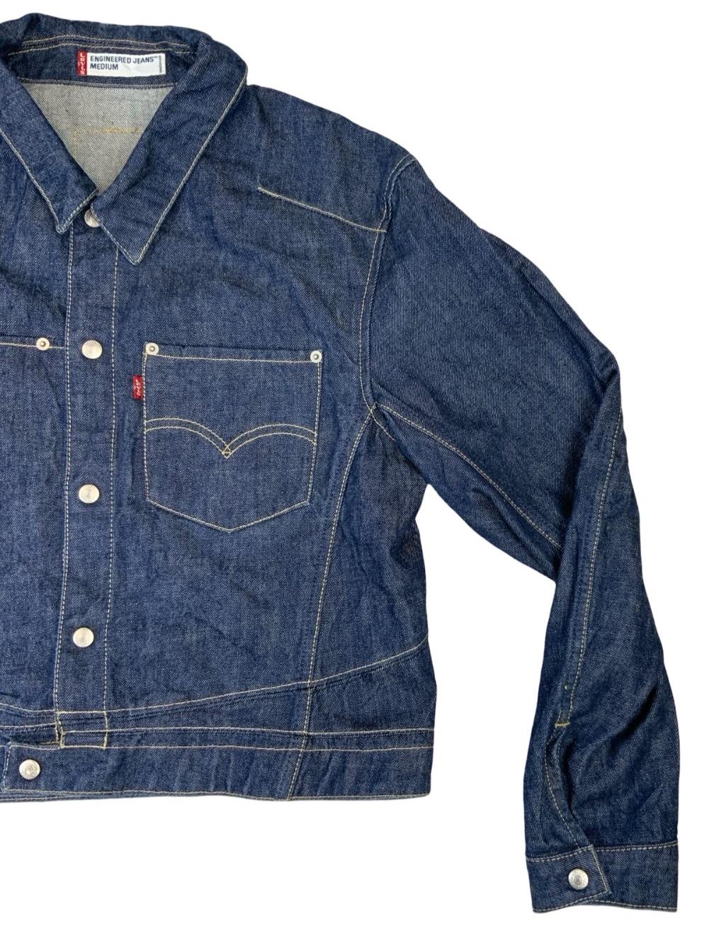 VTG Y2K LEVIS RED TAB ENGINEERED DENIM JACKET DARK INDIGO BLUE S 38”