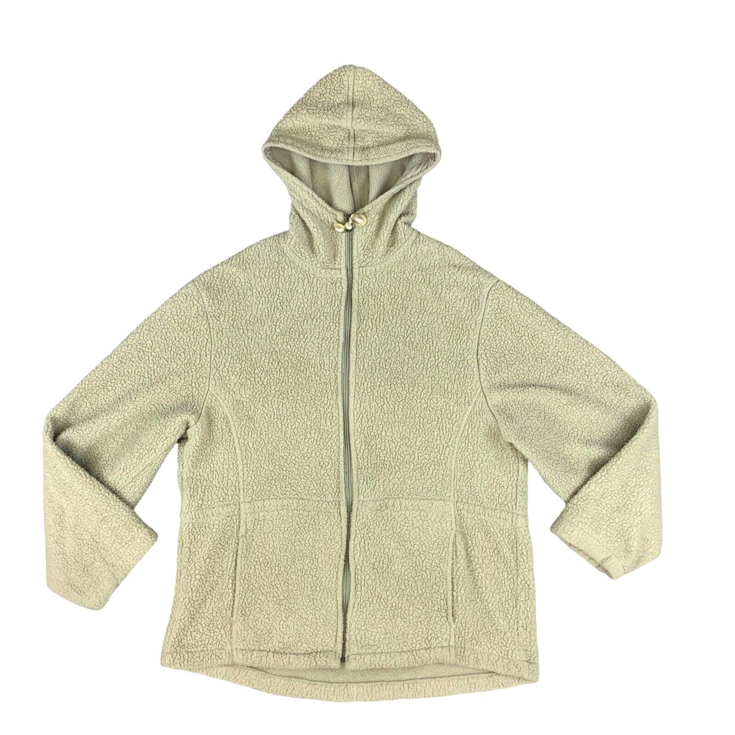 VTG 90s USA WOOLRICH THICK PILE FLEECE HOODED JACKET CREAM M 42
