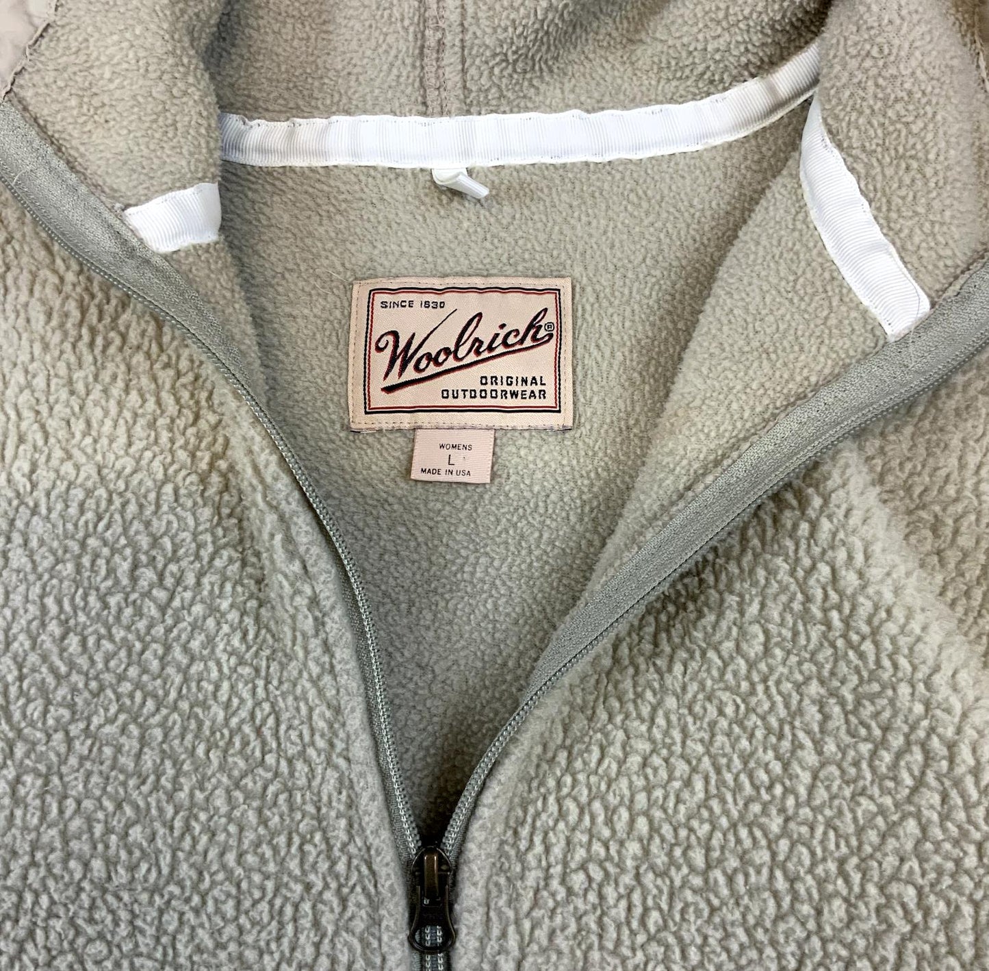 VTG 90s USA WOOLRICH THICK PILE FLEECE HOODED JACKET CREAM M 42