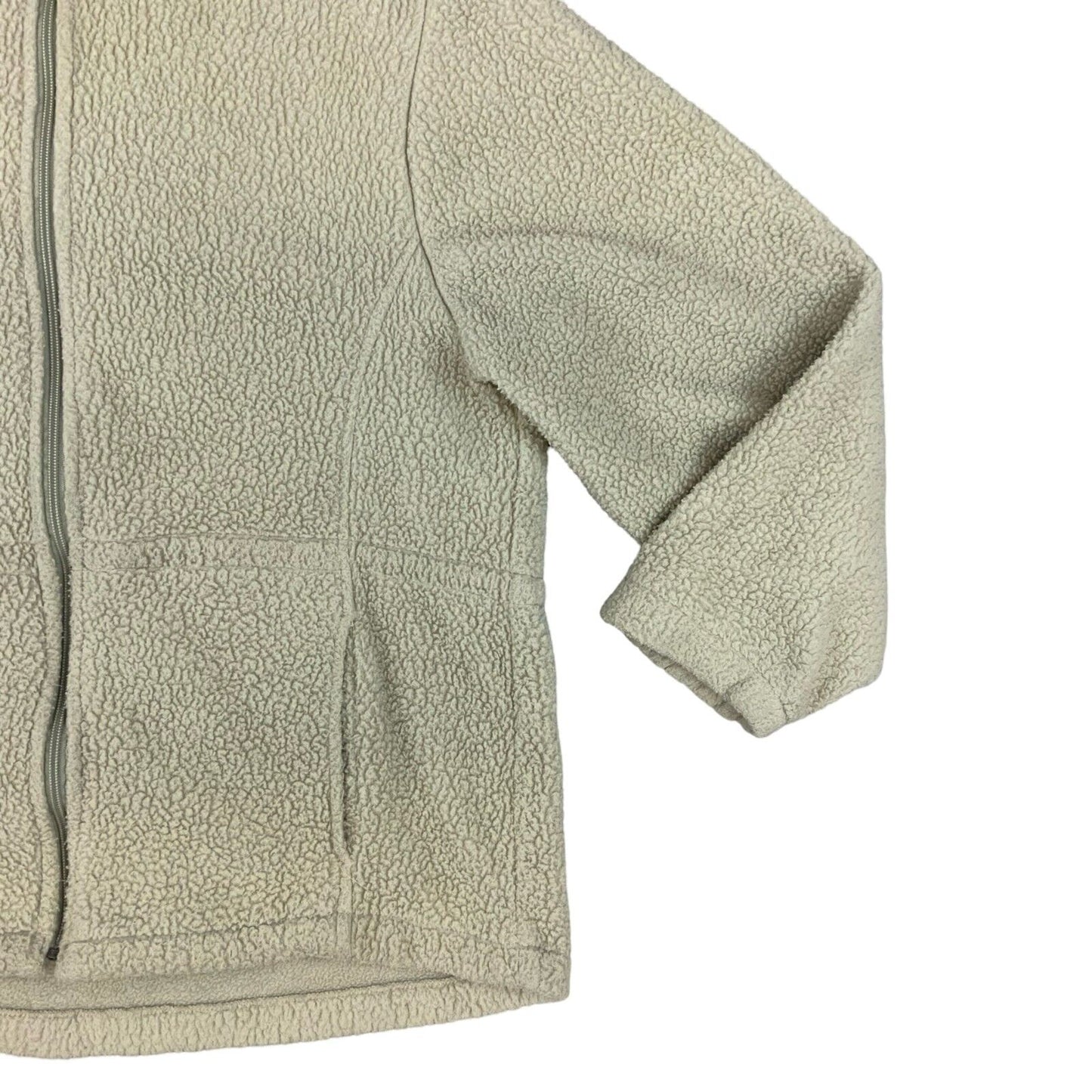 VTG 90s USA WOOLRICH THICK PILE FLEECE HOODED JACKET CREAM M 42