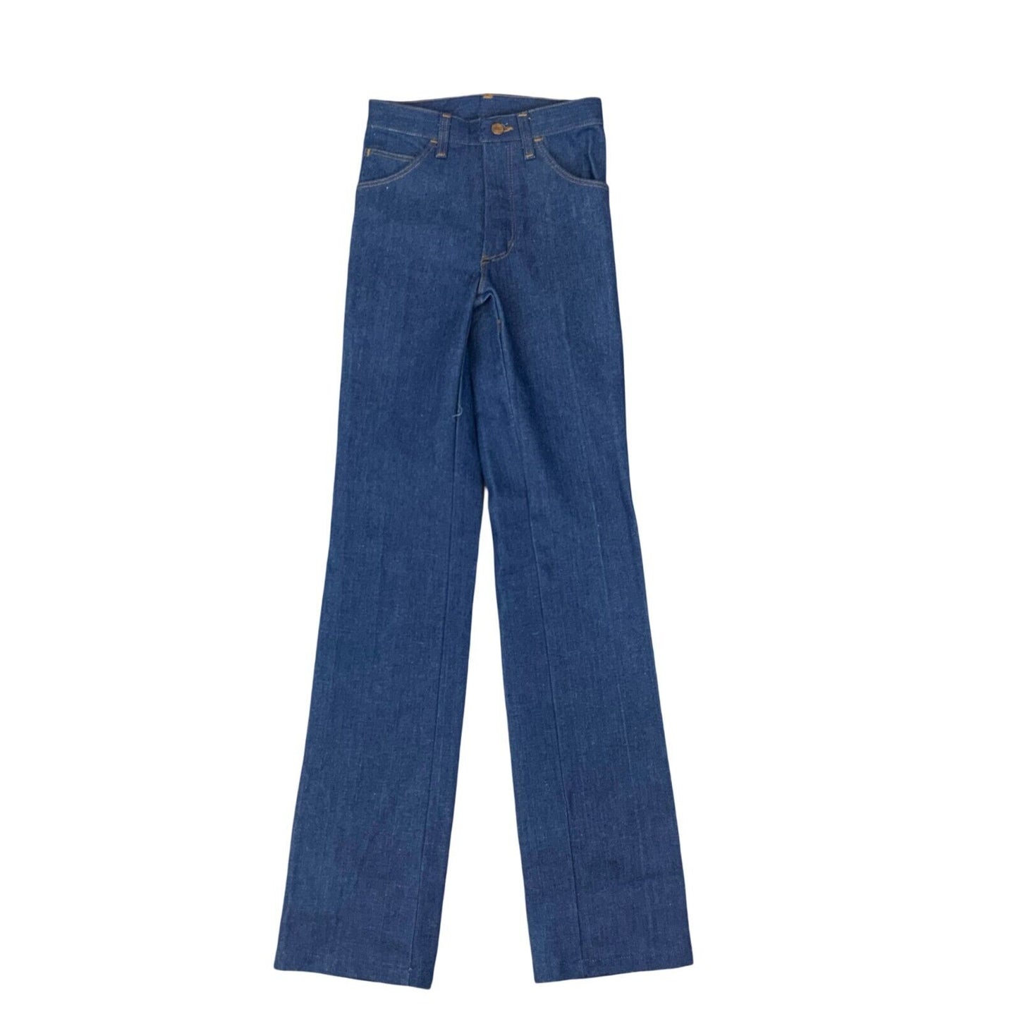 VTG 70s DEADSTOCK UNWORN STOCK WRANGLER BLUEBELL INDIGO STRAIGHT JEANS 25W 34L