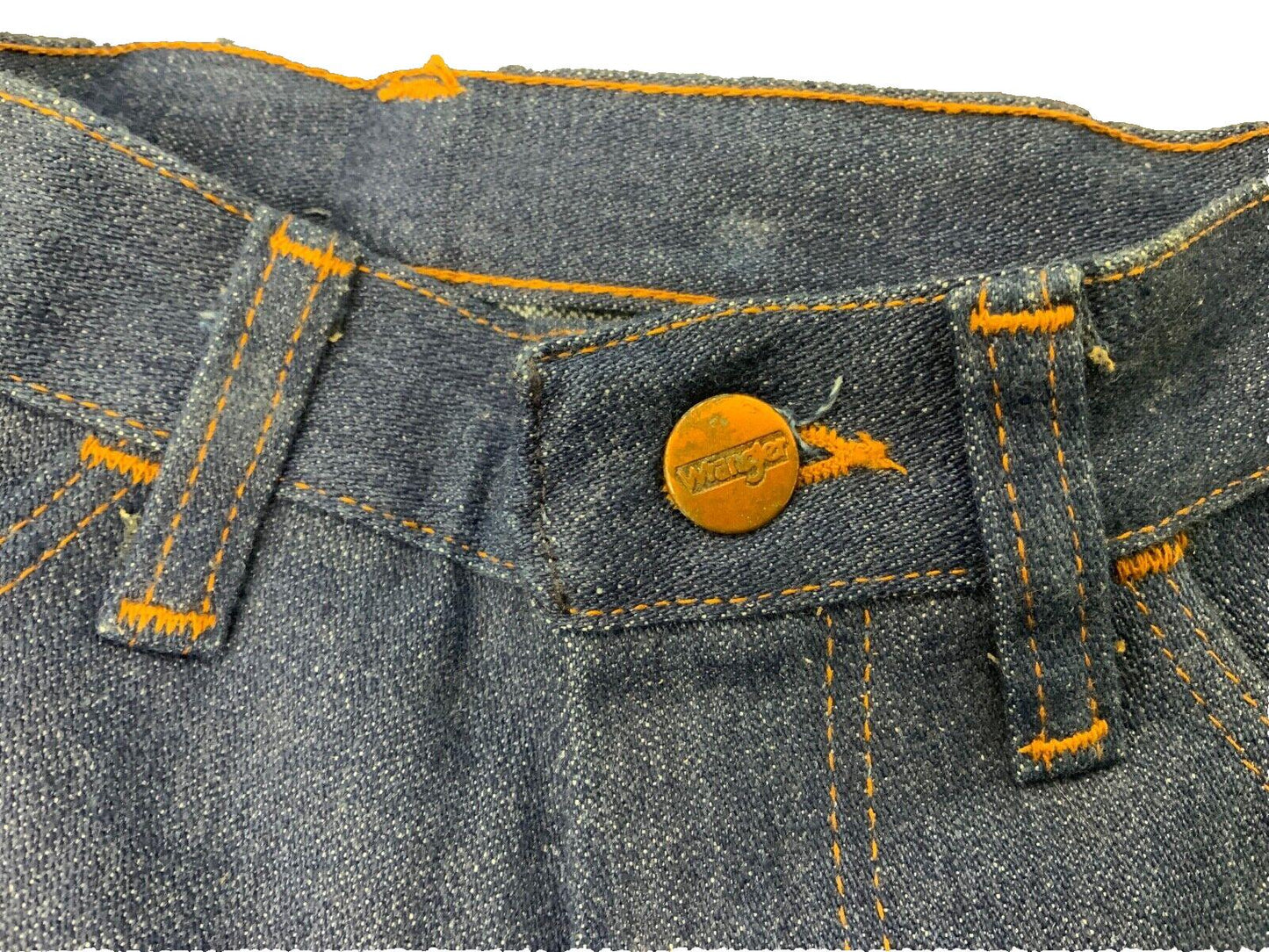 VTG 70s DEADSTOCK UNWORN STOCK WRANGLER BLUEBELL INDIGO STRAIGHT JEANS 25W 34L
