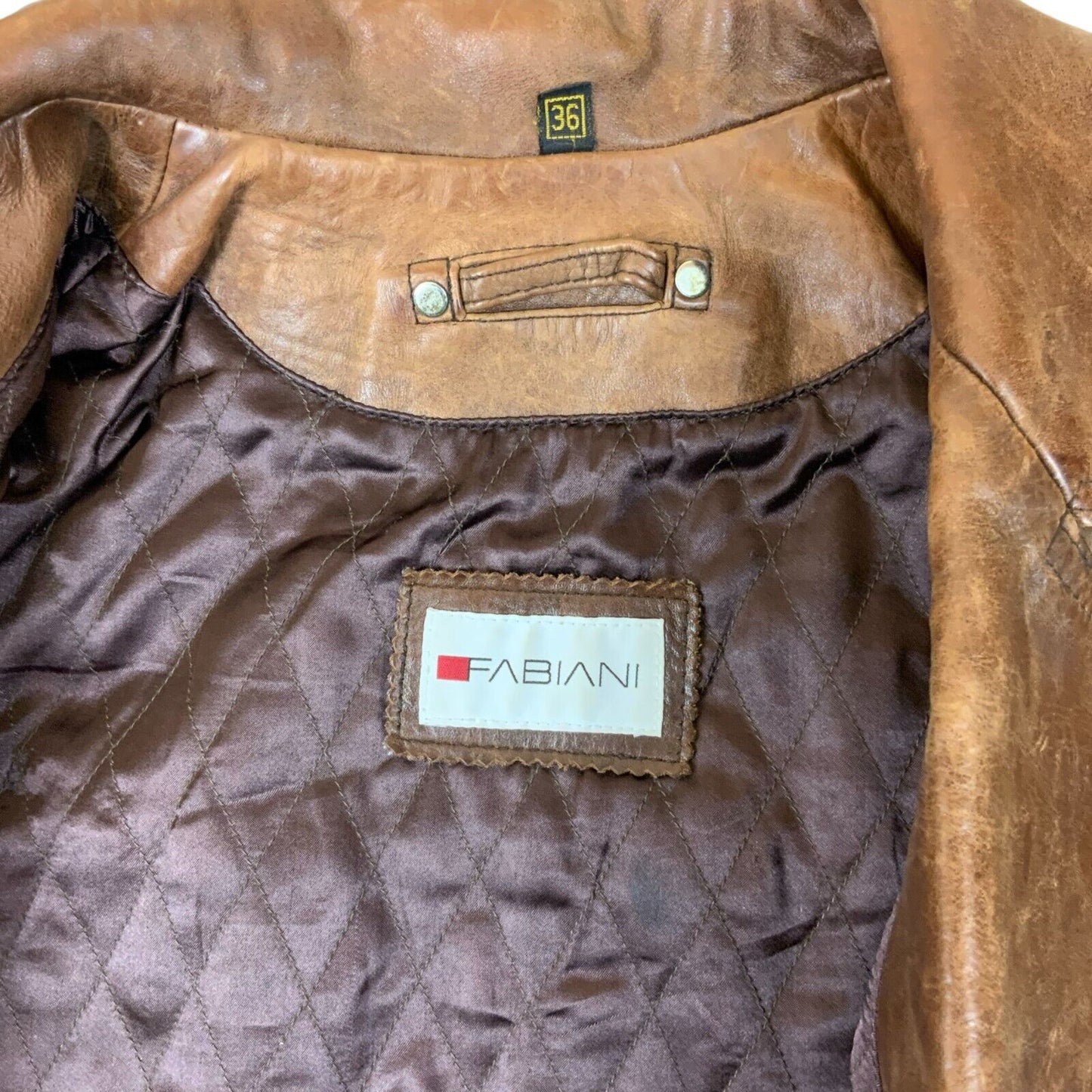 VTG 90s ITALIAN FABIANI SOFT LEATHER DOUBLE BREASTED JACKET COAT LINED SMALL 36”